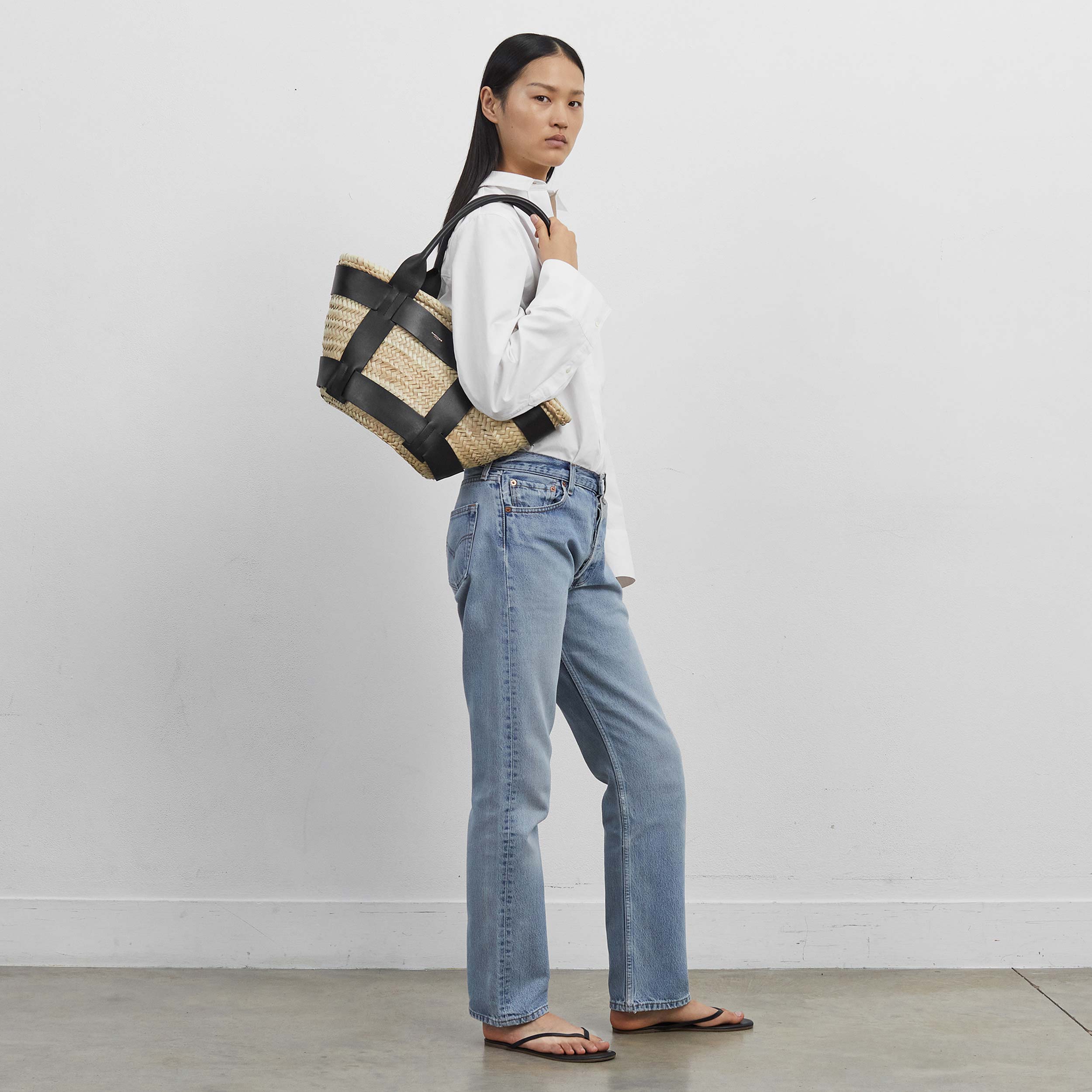 The Santorini - natural basket off-white smooth
