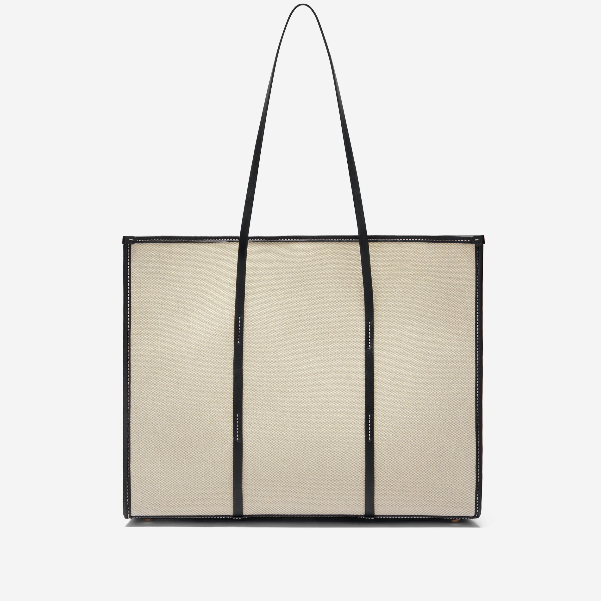 The Large Capri - salt & pepper canvas black smooth