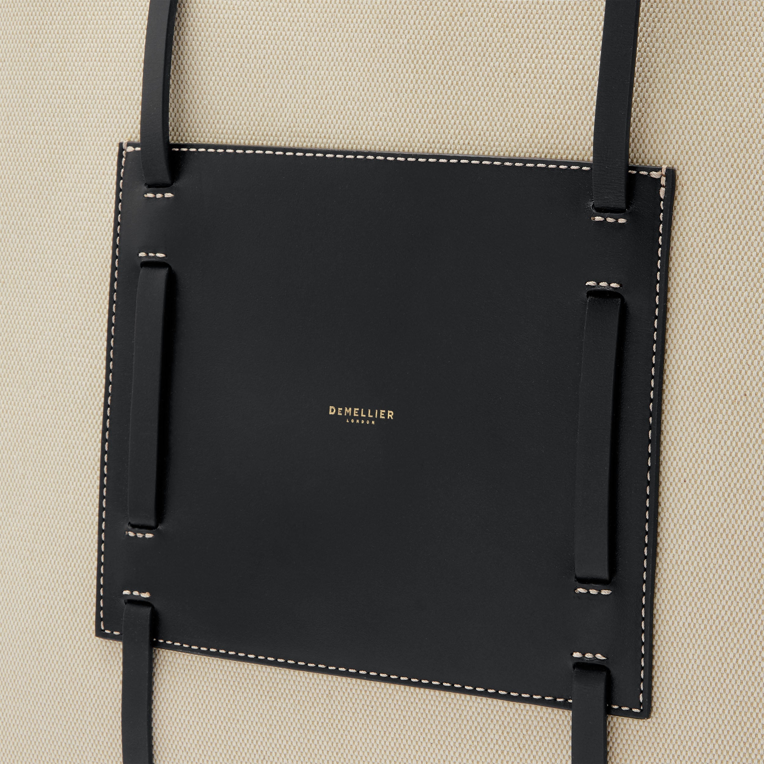 The Large Capri - salt & pepper canvas black smooth