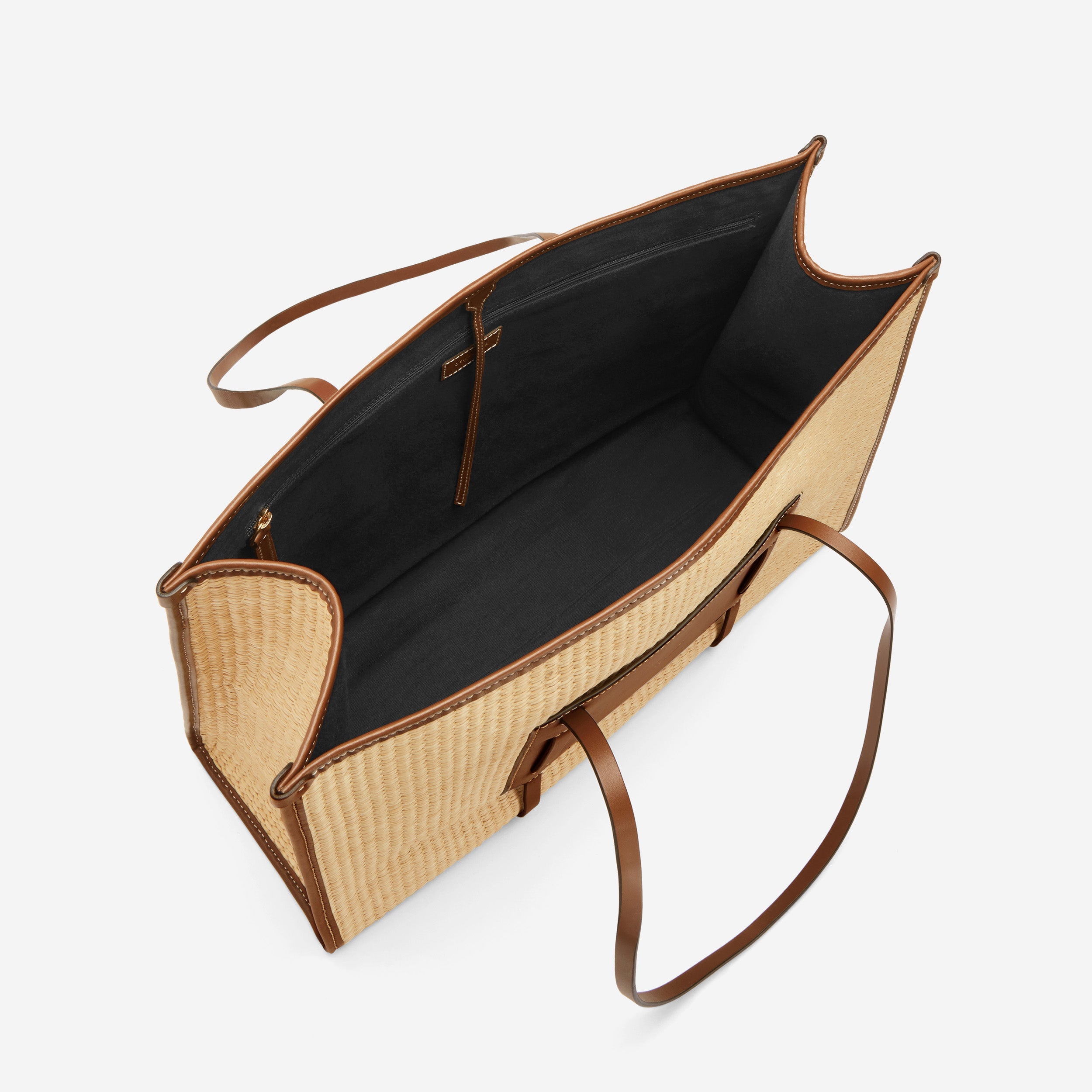 The Large Capri - warm raffia tan smooth ecru stitching