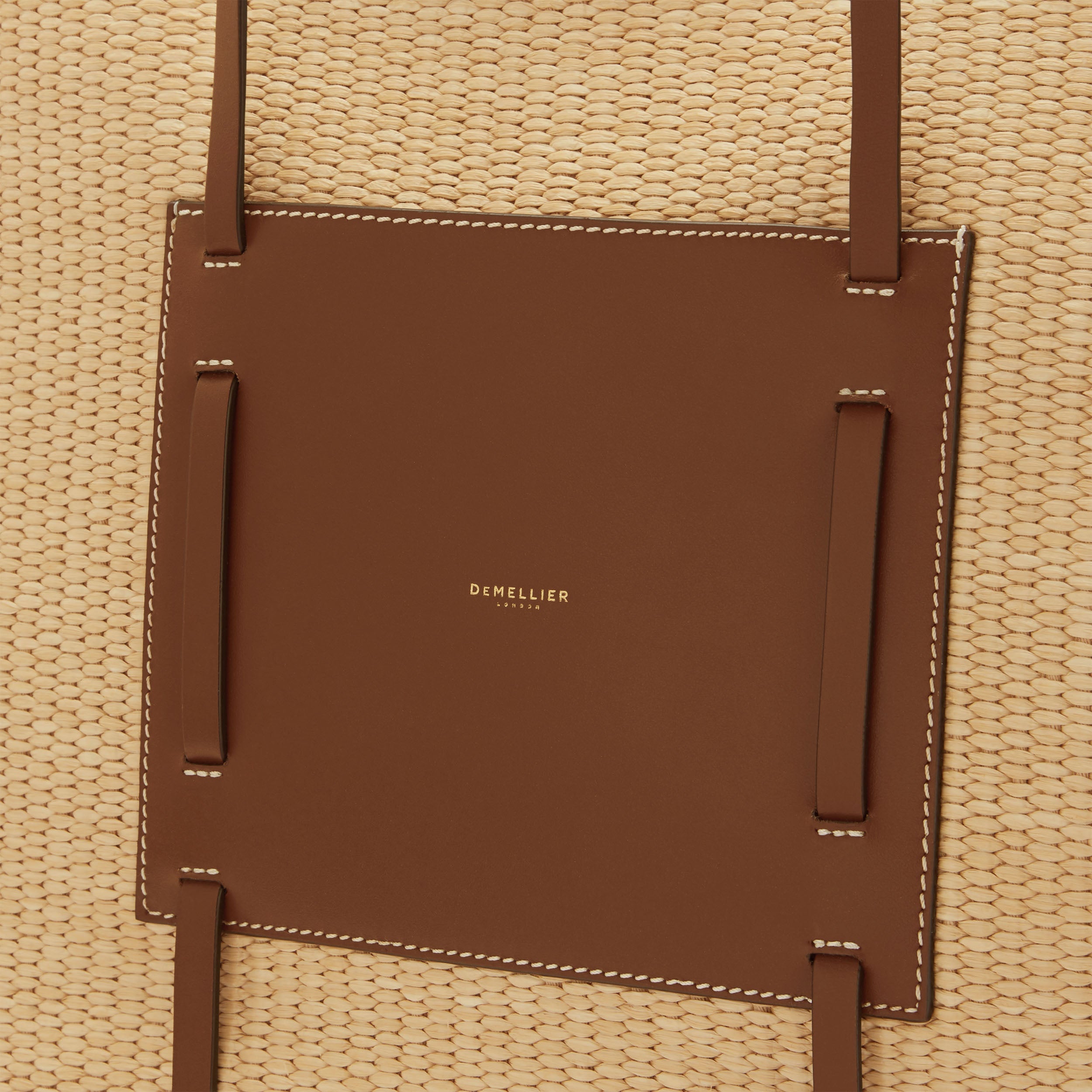 The Large Capri - warm raffia tan smooth ecru stitching