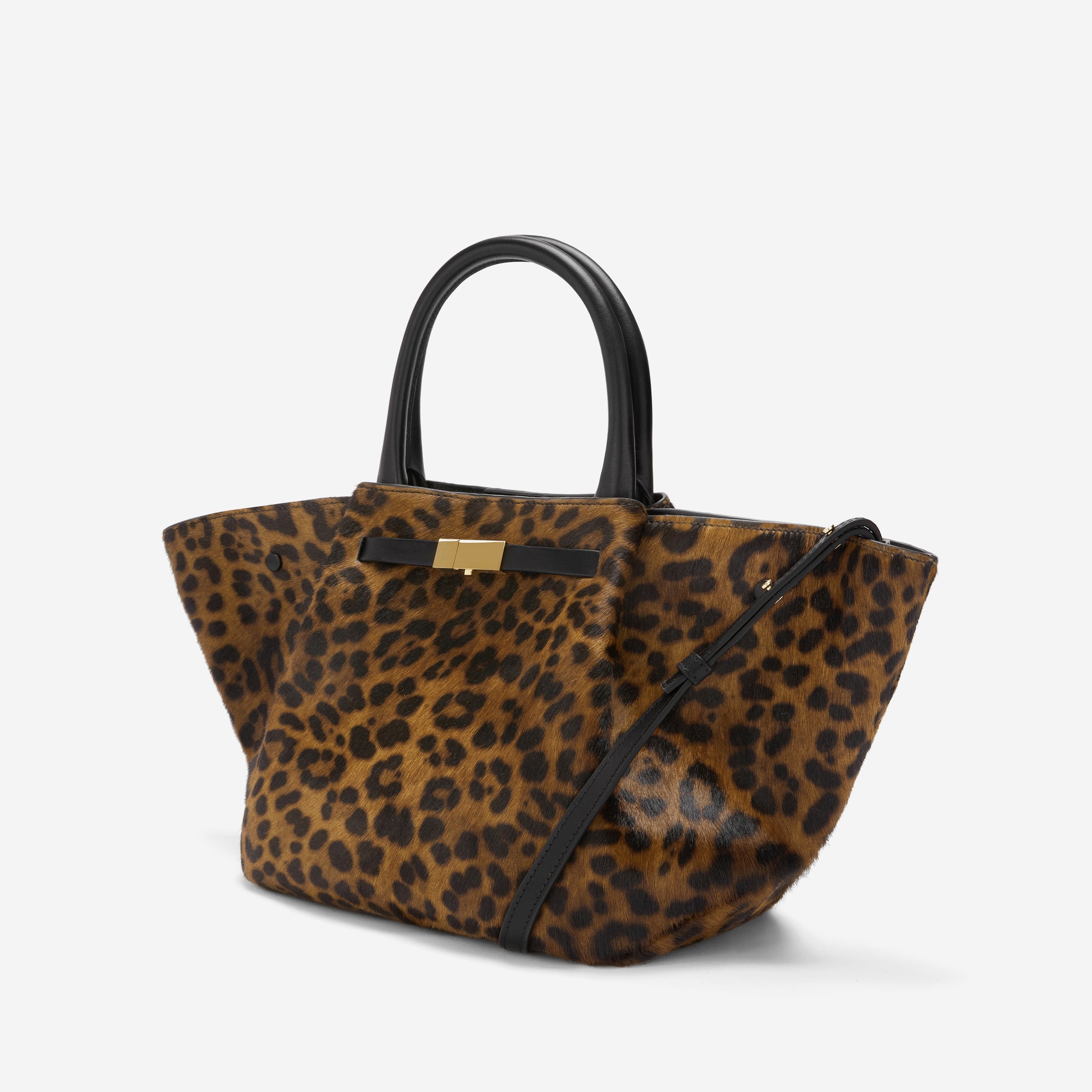 The Midi New York - leopard-effect calf hair & black smooth