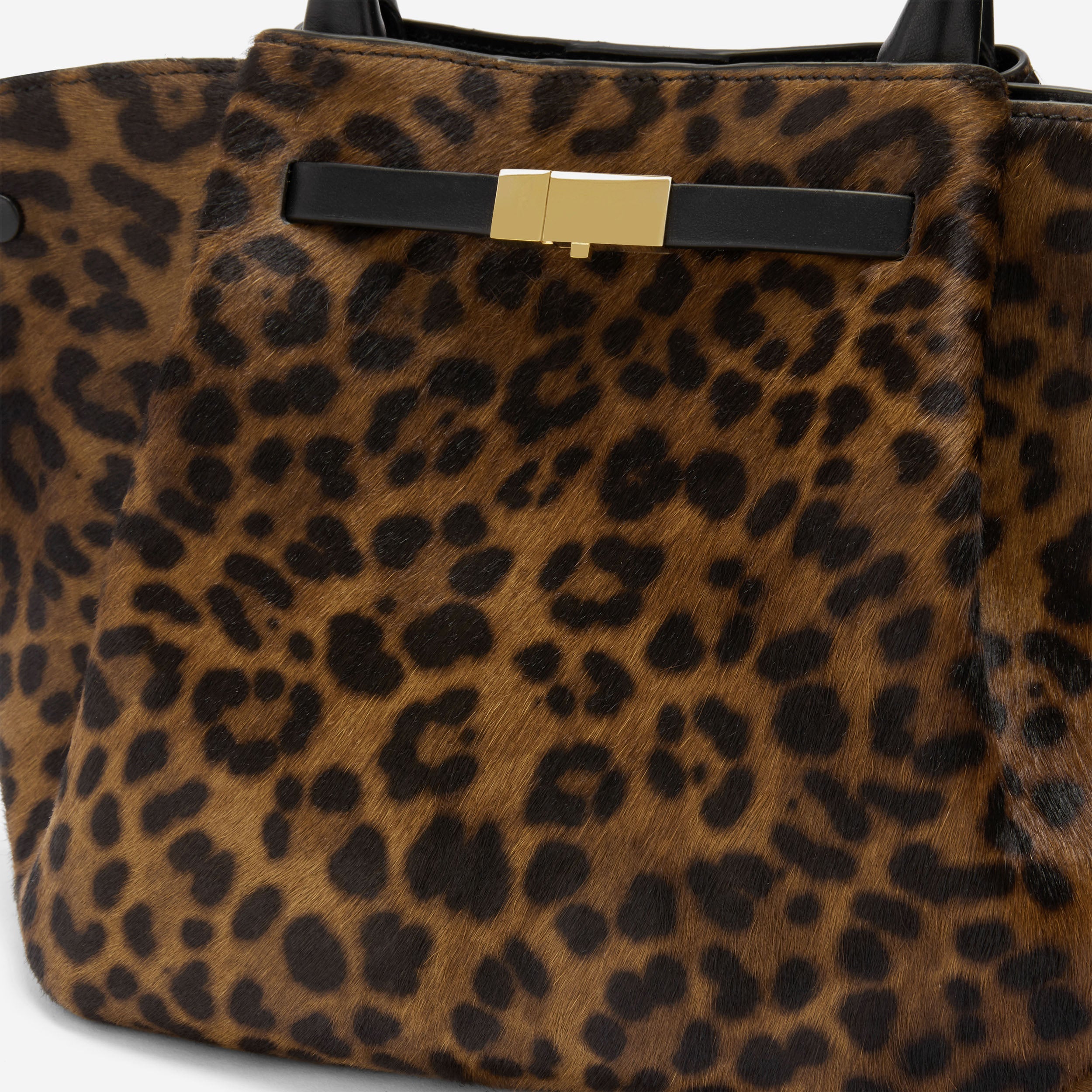 The Midi New York - leopard-effect calf hair & black smooth