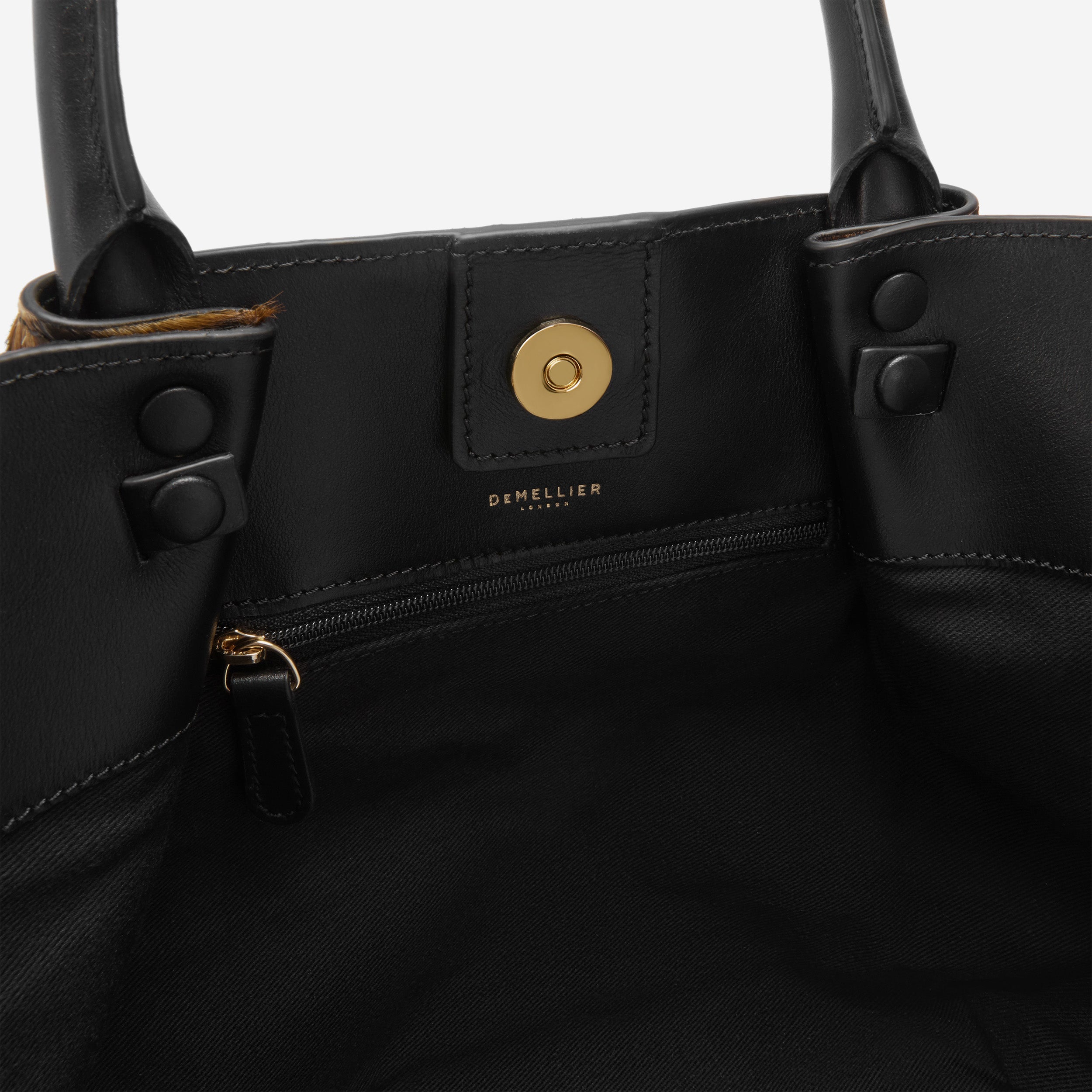 The Midi New York - leopard-effect calf hair & black smooth