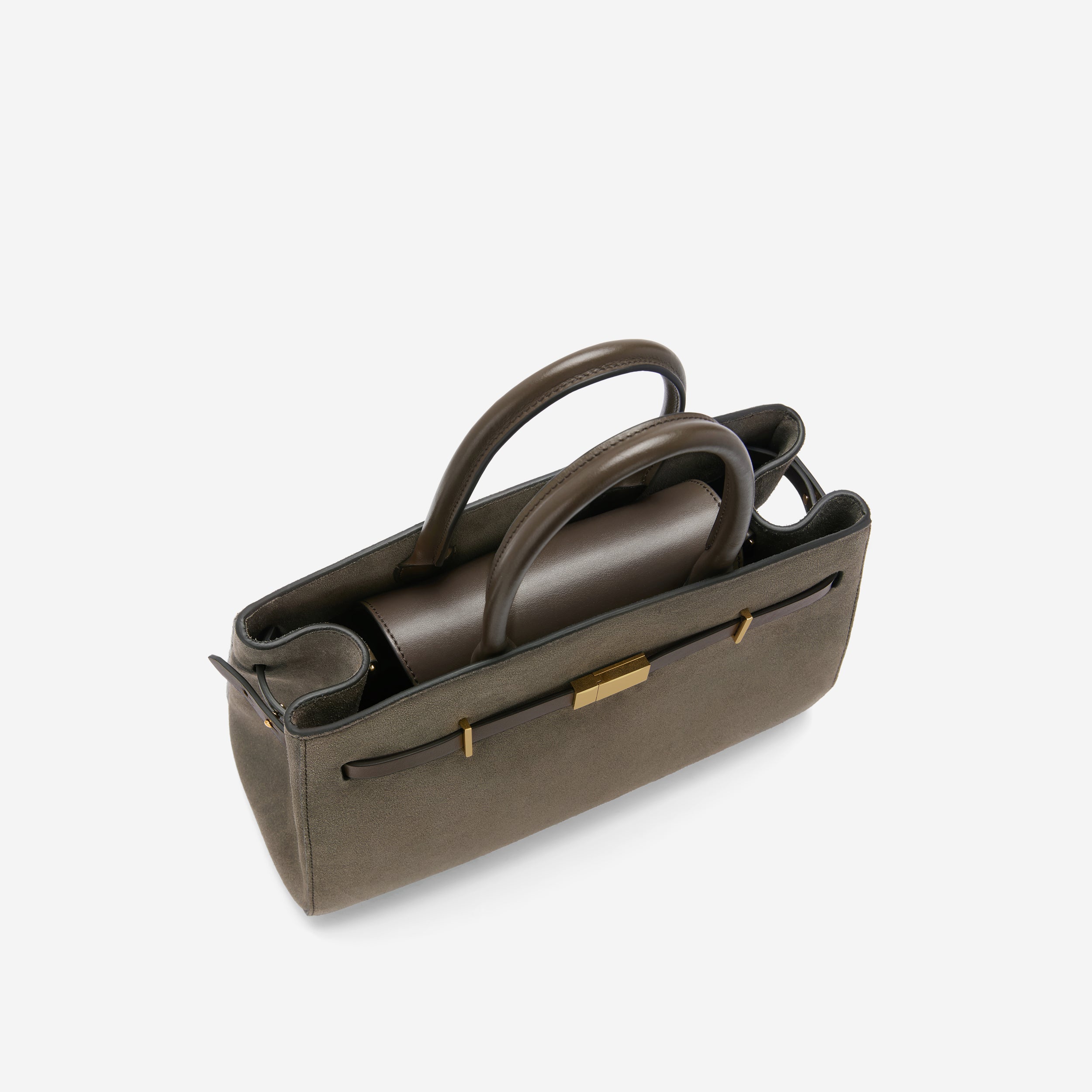 The Midi Hudson - deep olive suede & deep olive smooth
