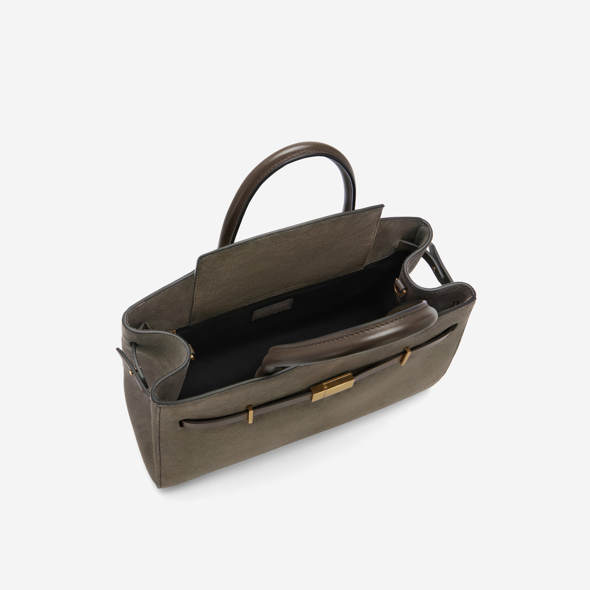 The Midi Hudson - deep olive suede & deep olive smooth