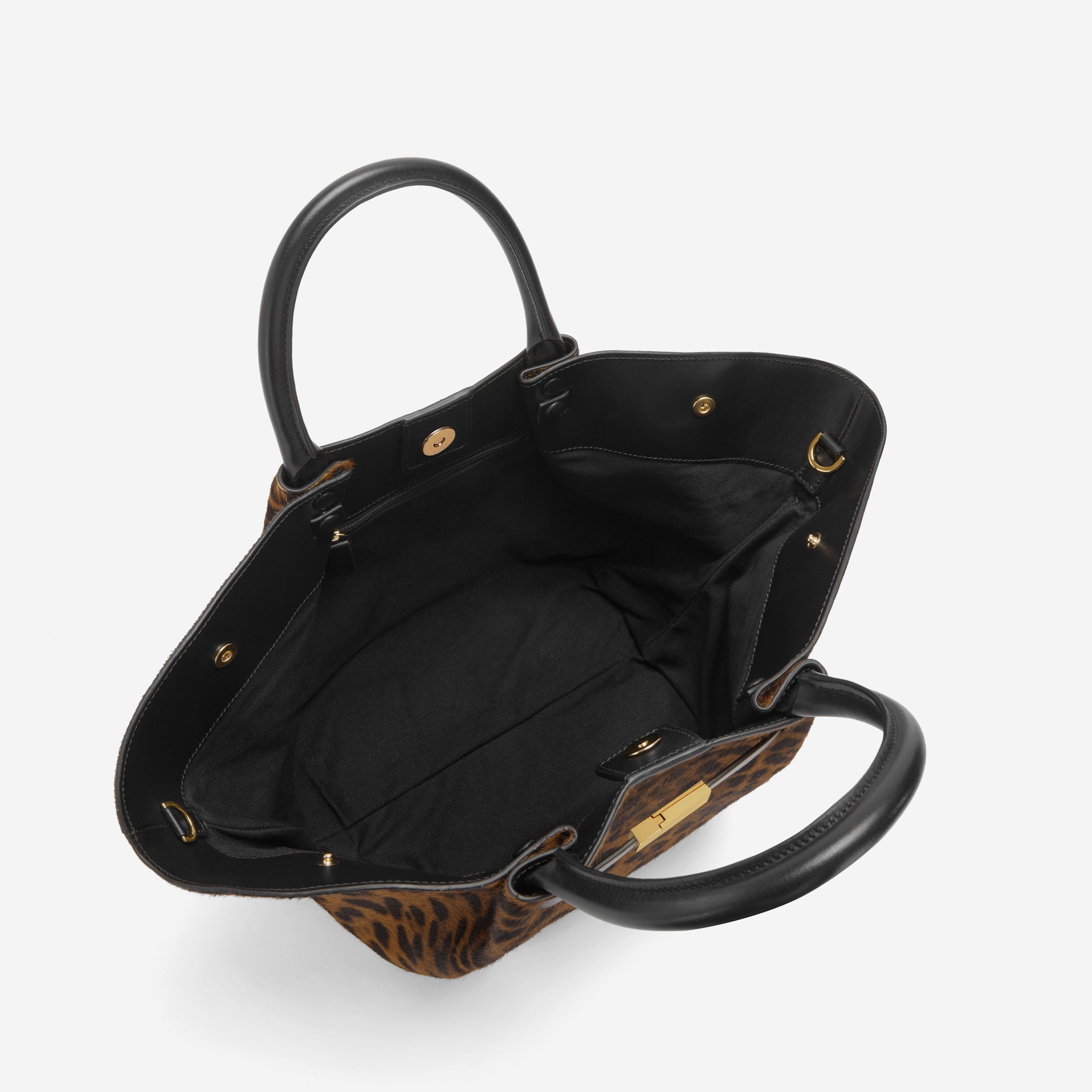 The Midi New York - leopard-effect calf hair & black smooth