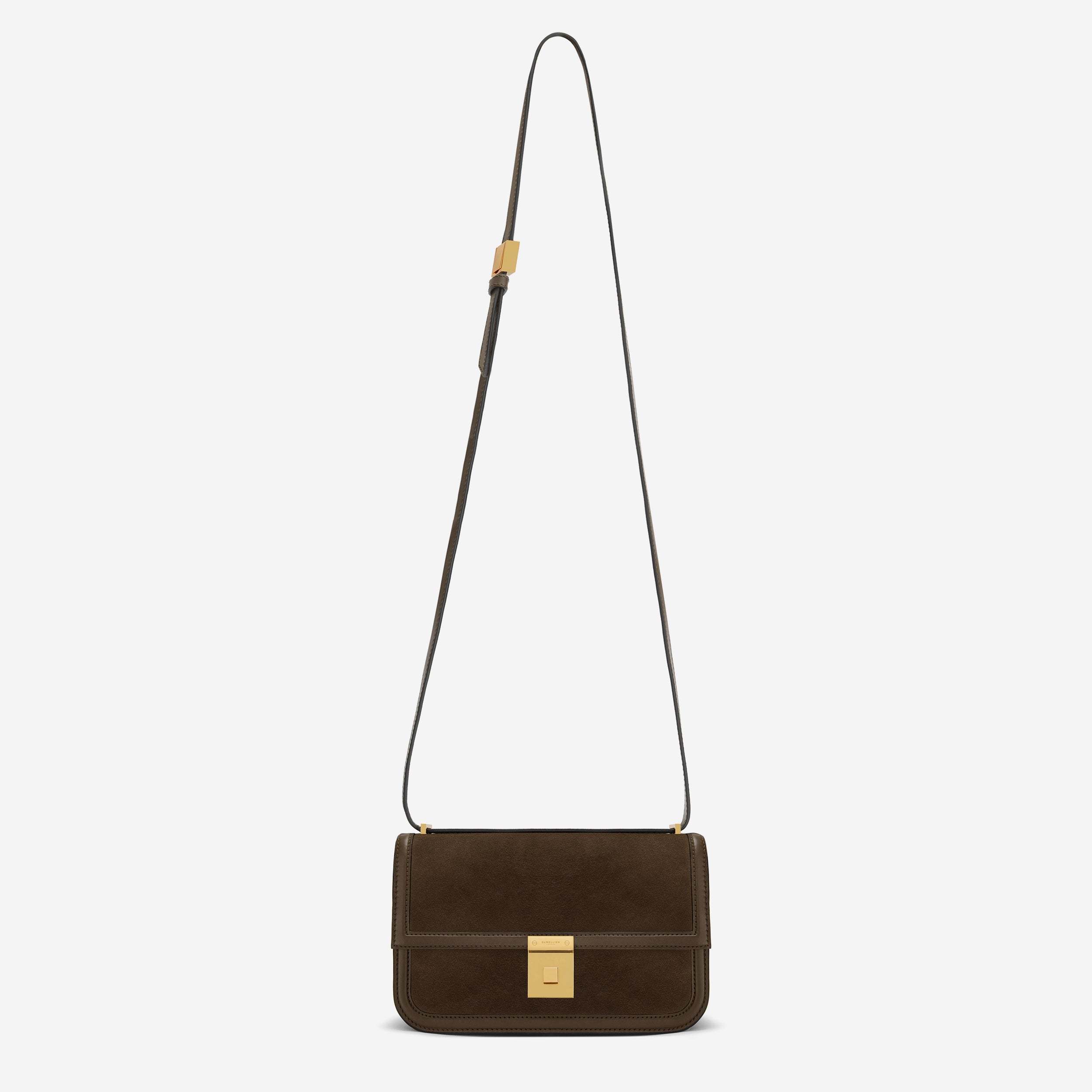 The Paris Crossbody - mocha suede & mocha smooth
