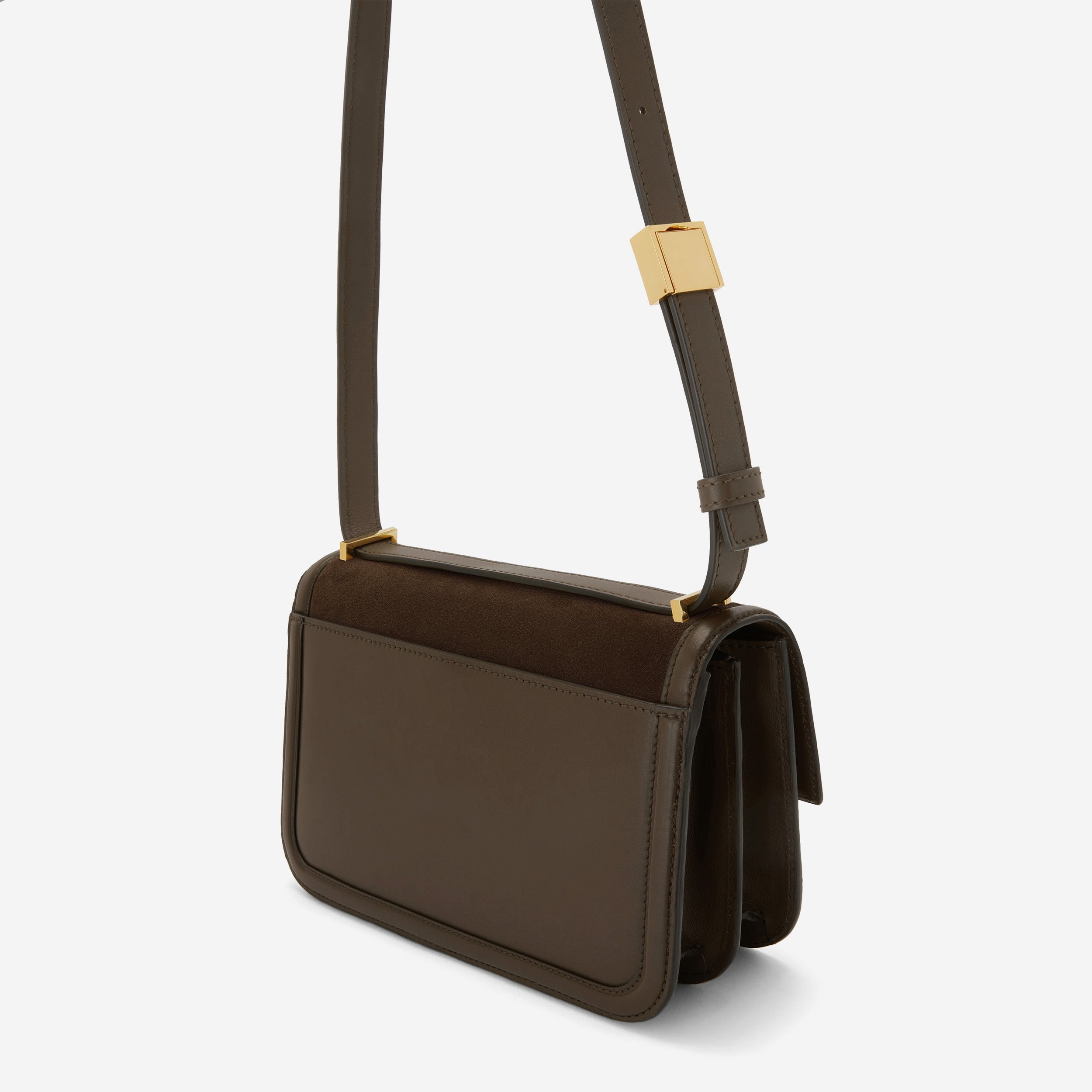 The Paris Crossbody - mocha suede & mocha smooth