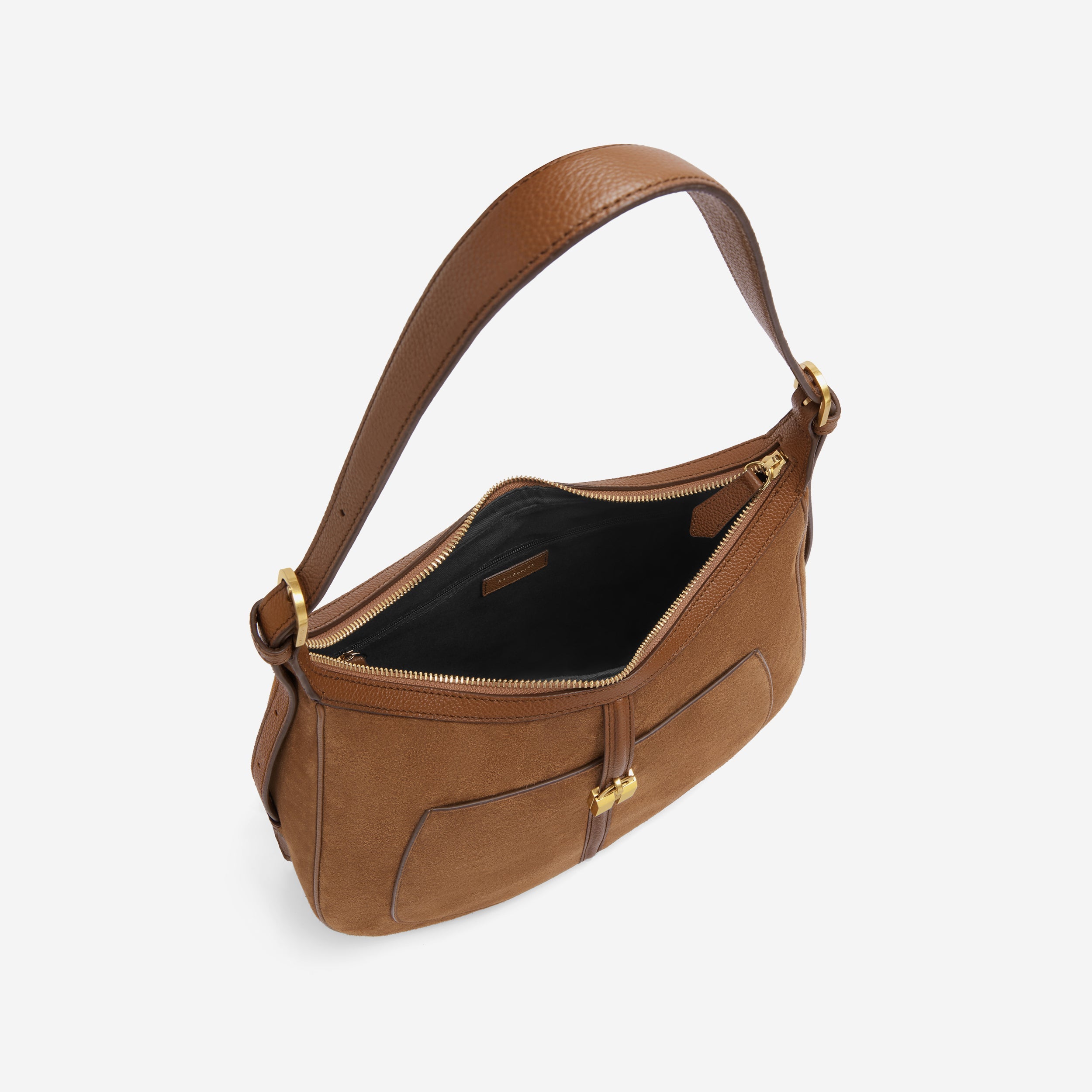 The Siena Hobo - deep tan suede & deep tan small grain
