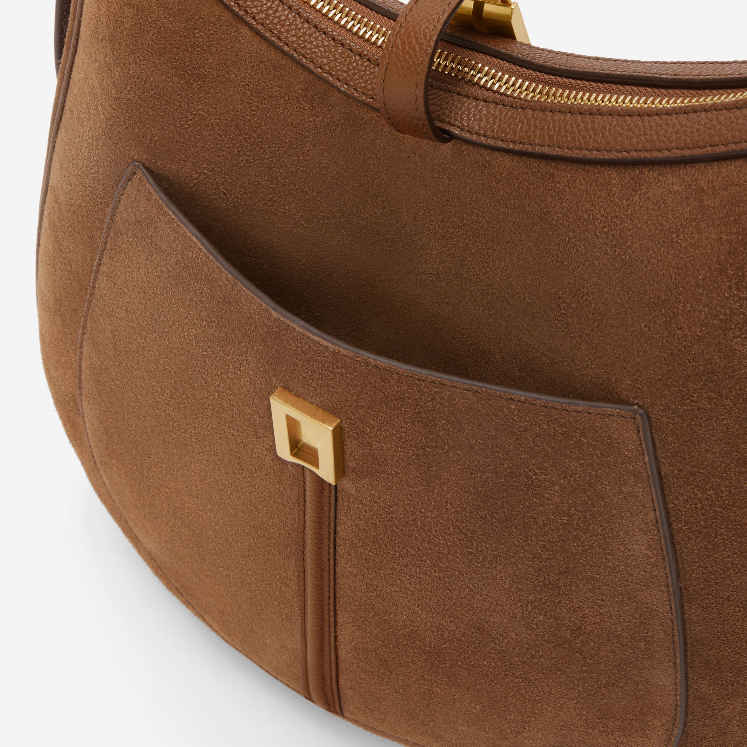 The Siena Hobo - deep tan suede & deep tan small grain