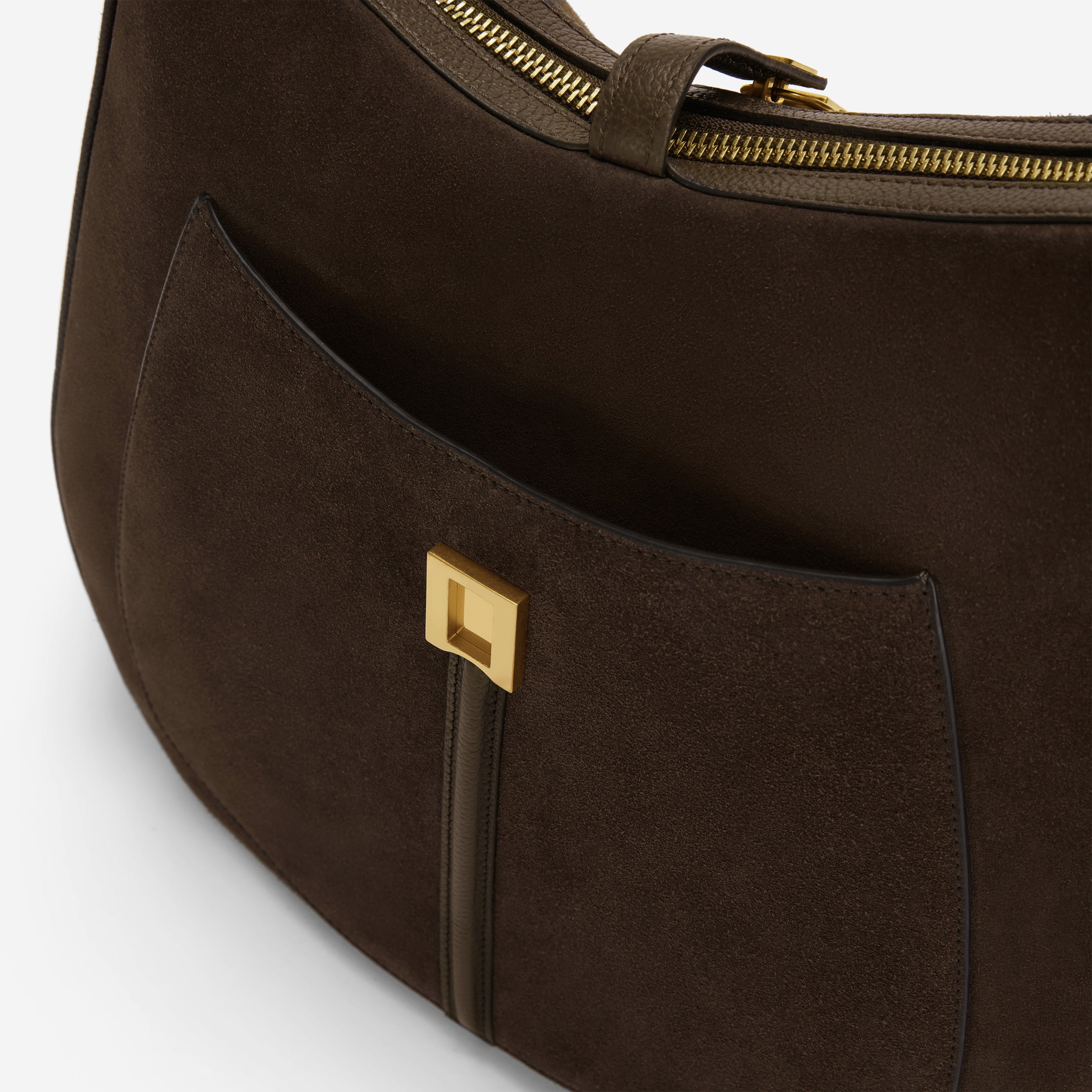 The Siena Hobo - mocha suede & mocha small grain
