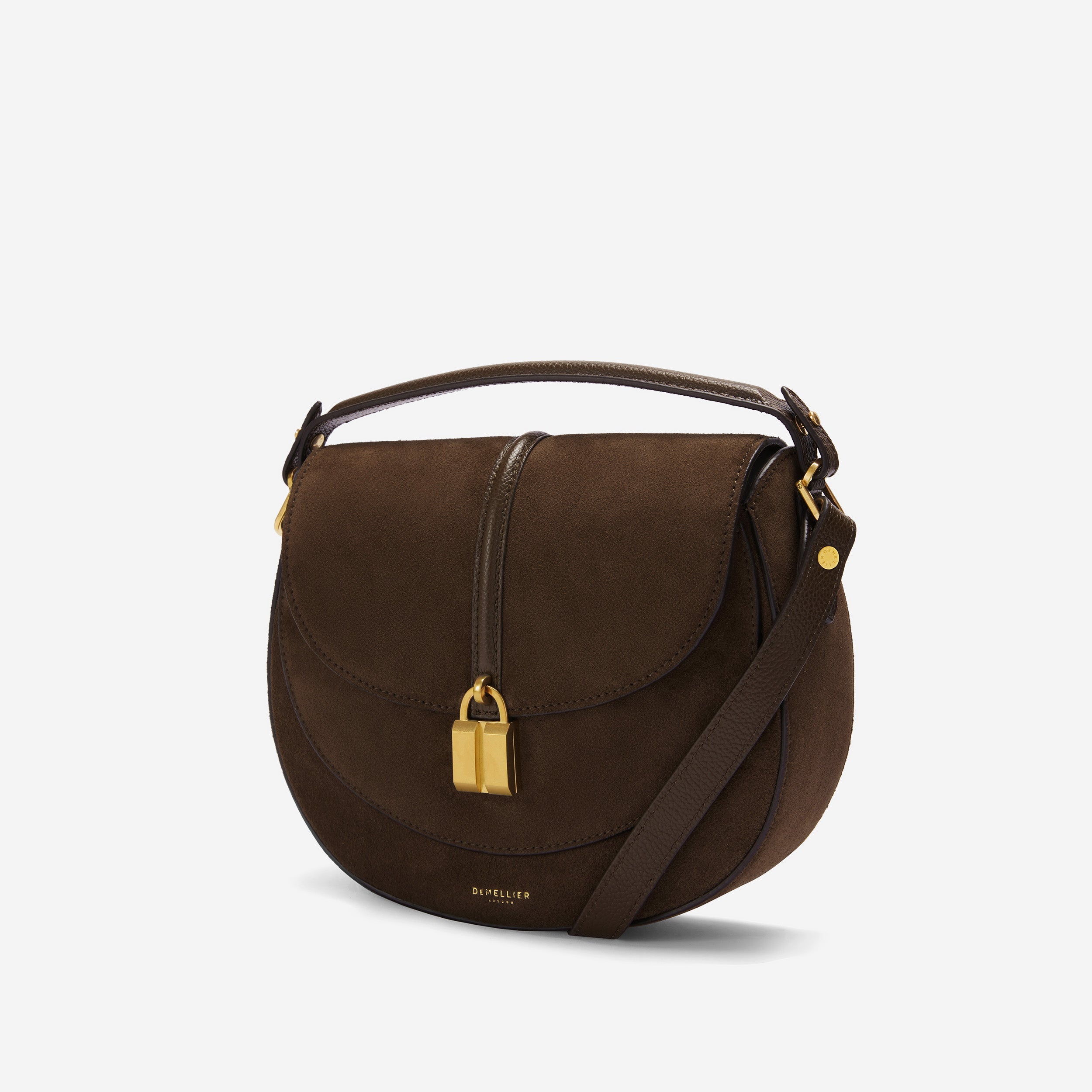 The Siena Saddle - mocha suede & mocha small grain