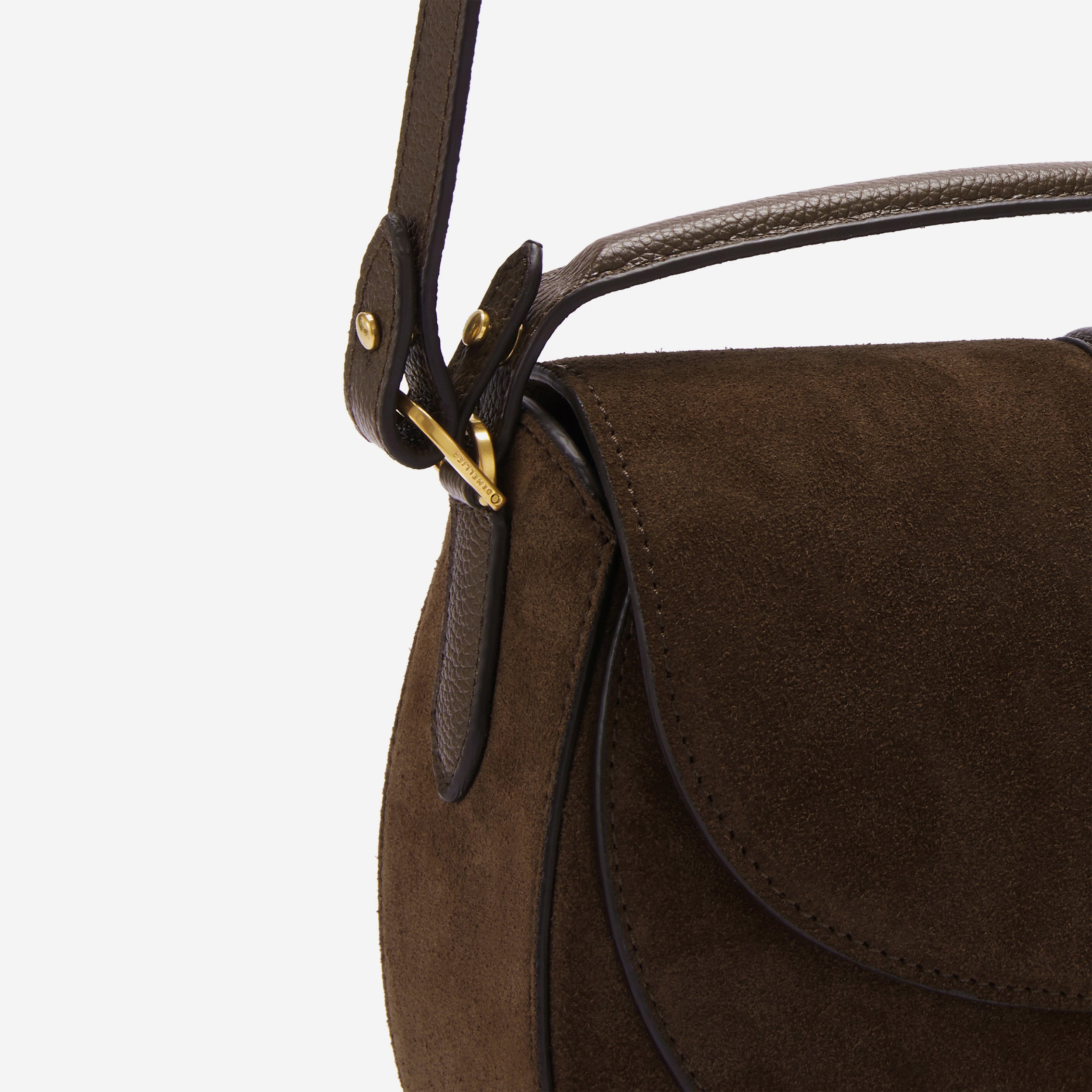 The Siena Saddle - mocha suede & mocha small grain
