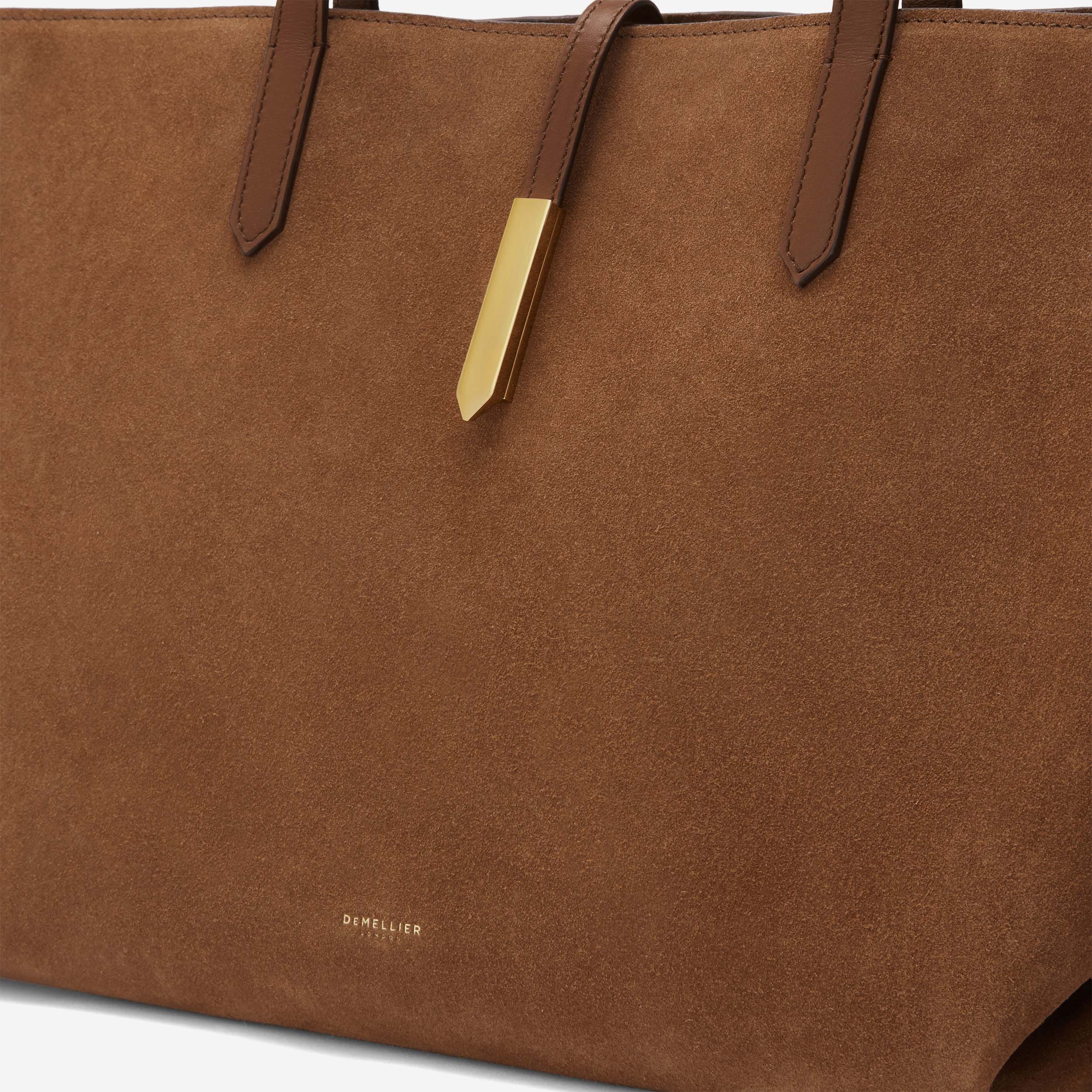 The Tokyo Tote - deep tan suede & deep tan smooth