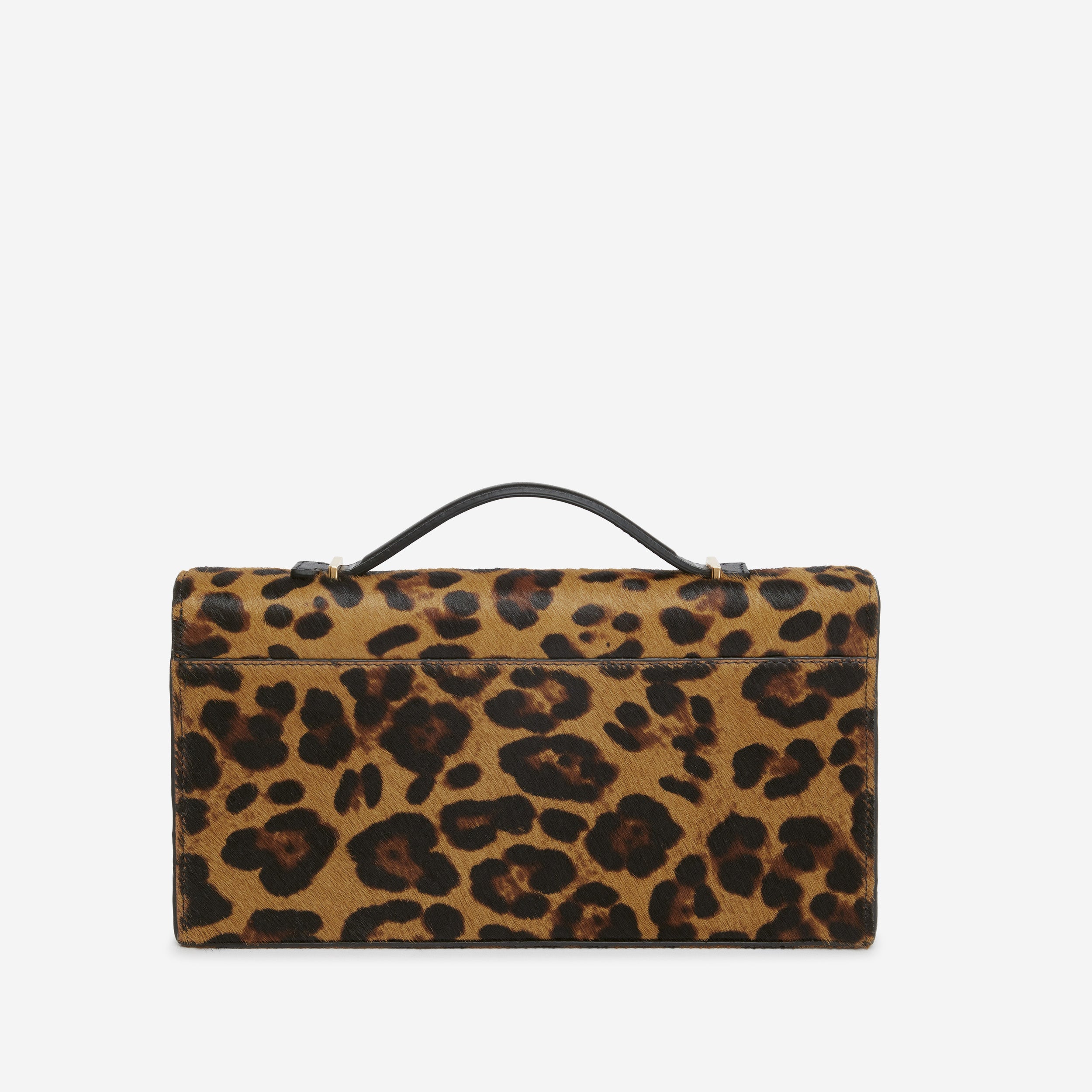 The Vancouver Clutch - leopard-effect calf hair & black smooth