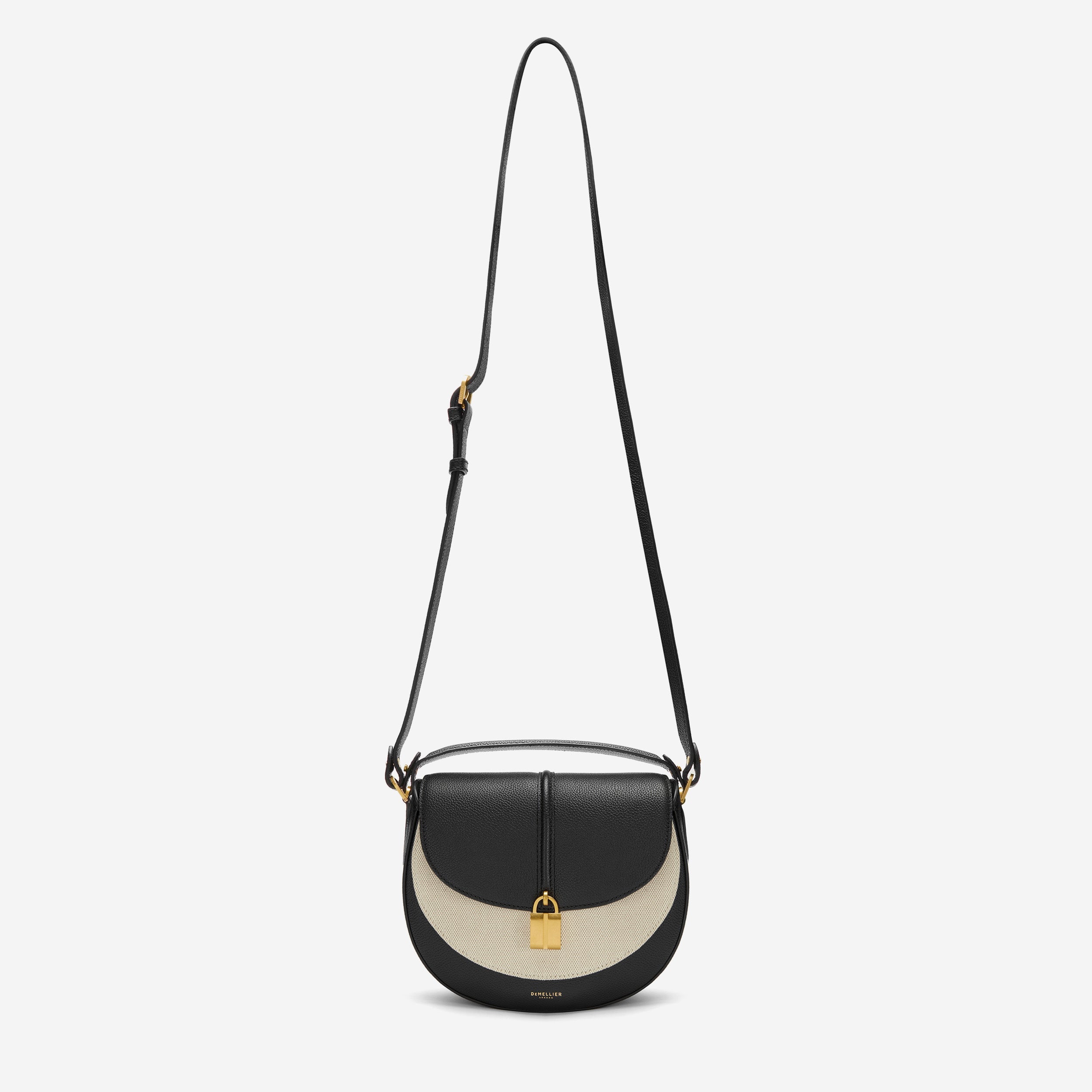 The Siena Saddle - salt & pepper canvas black small grain