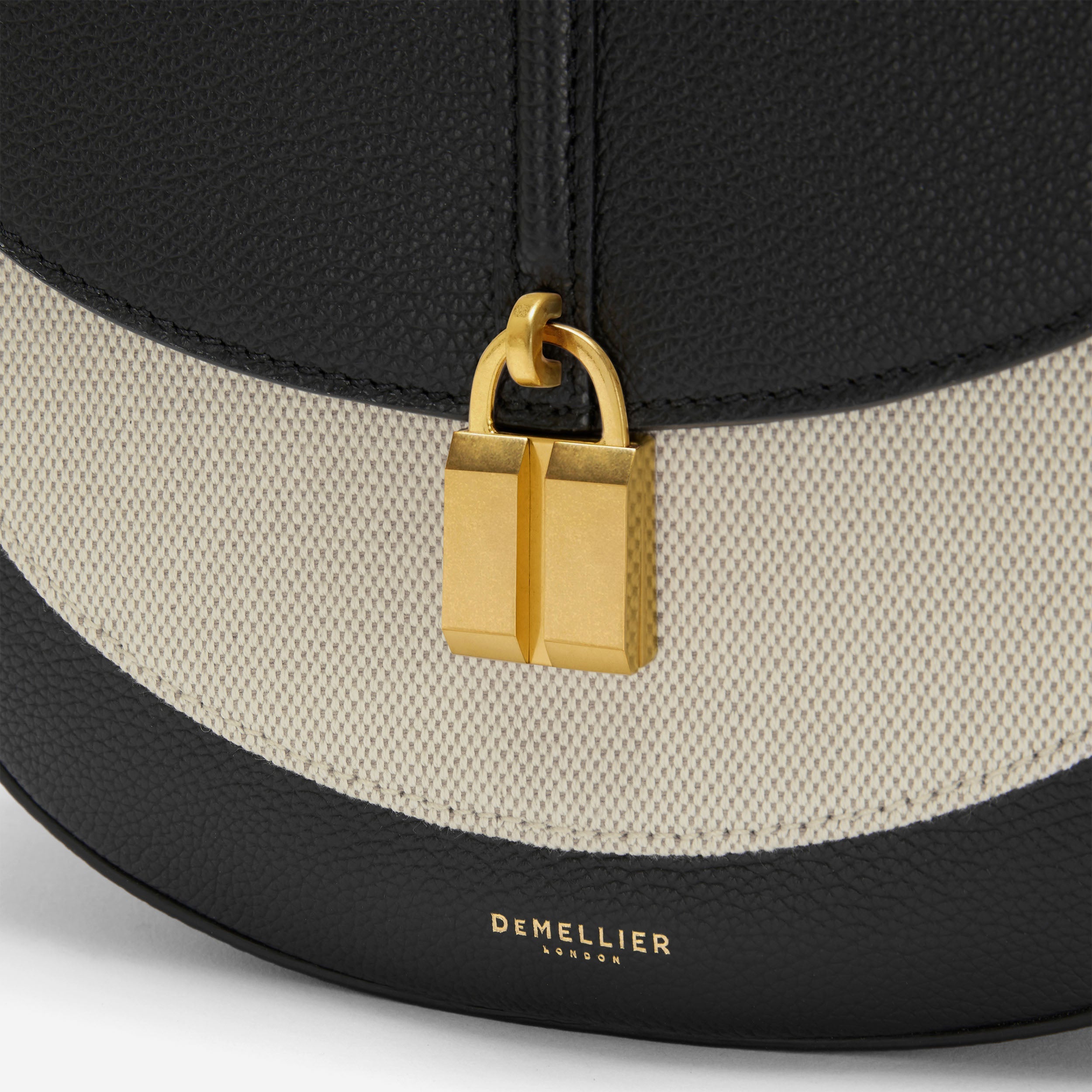 The Siena Saddle - salt & pepper canvas black small grain