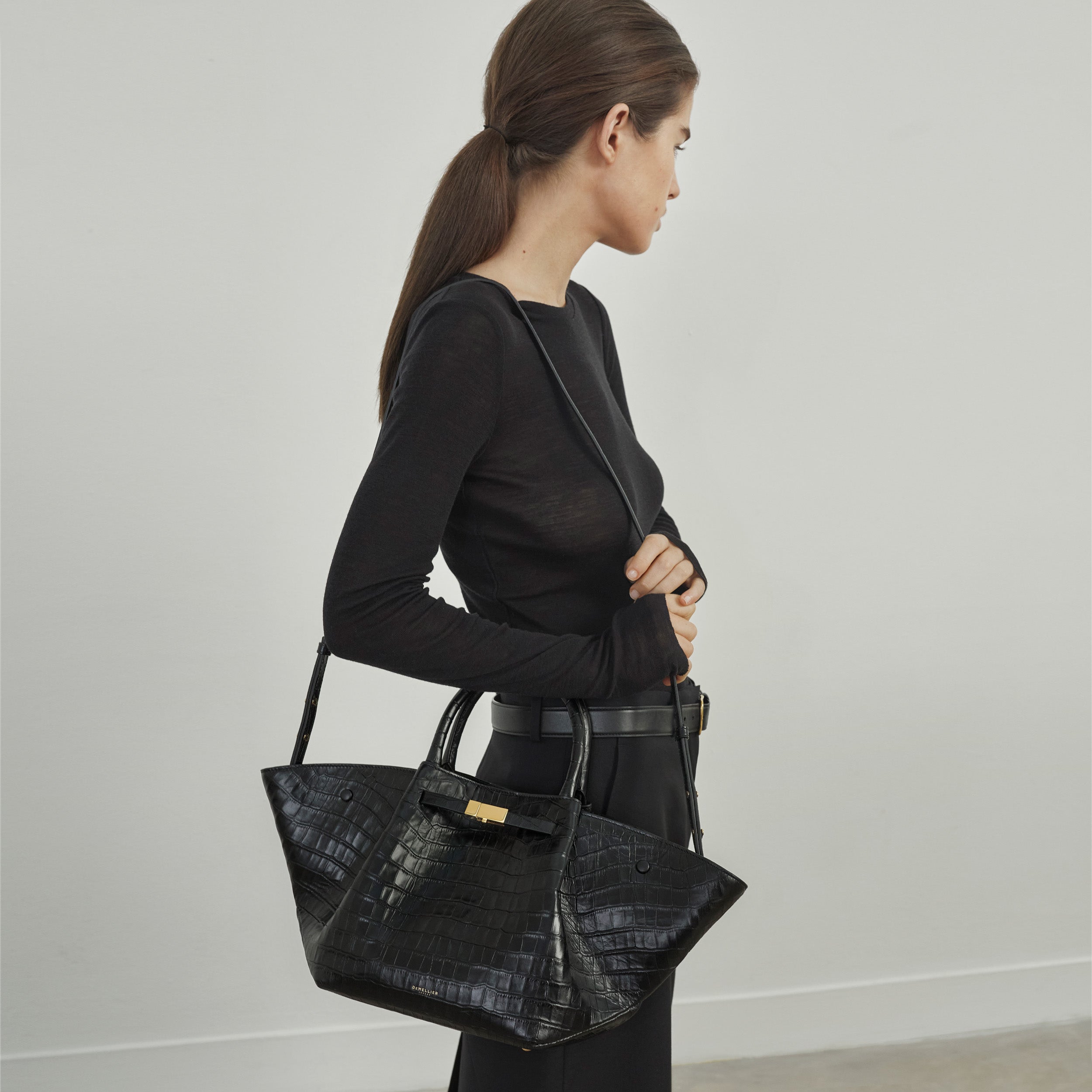 The Midi New York - black croc-effect