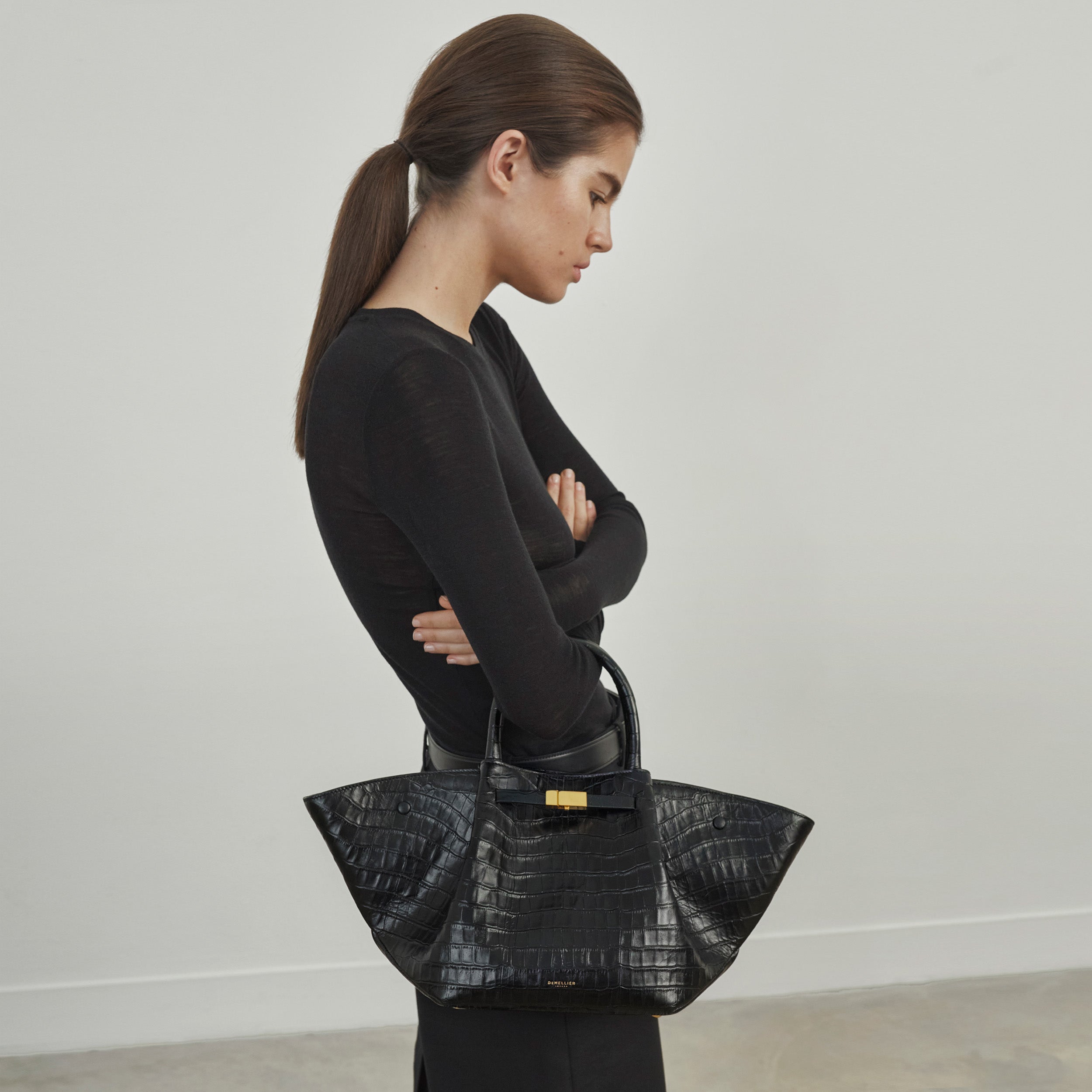 The Midi New York - black croc-effect