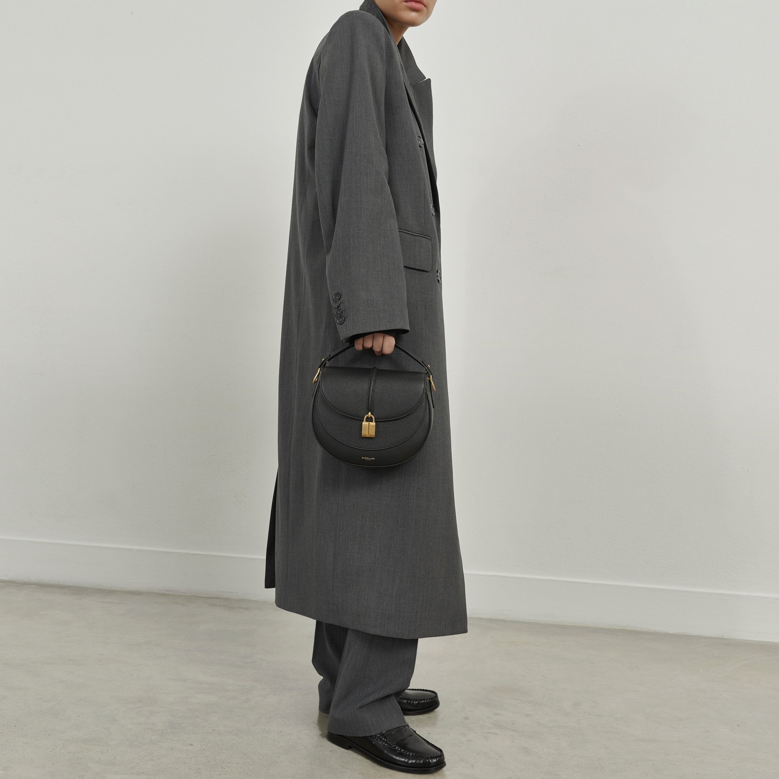 The Siena Saddle - salt & pepper canvas black small grain