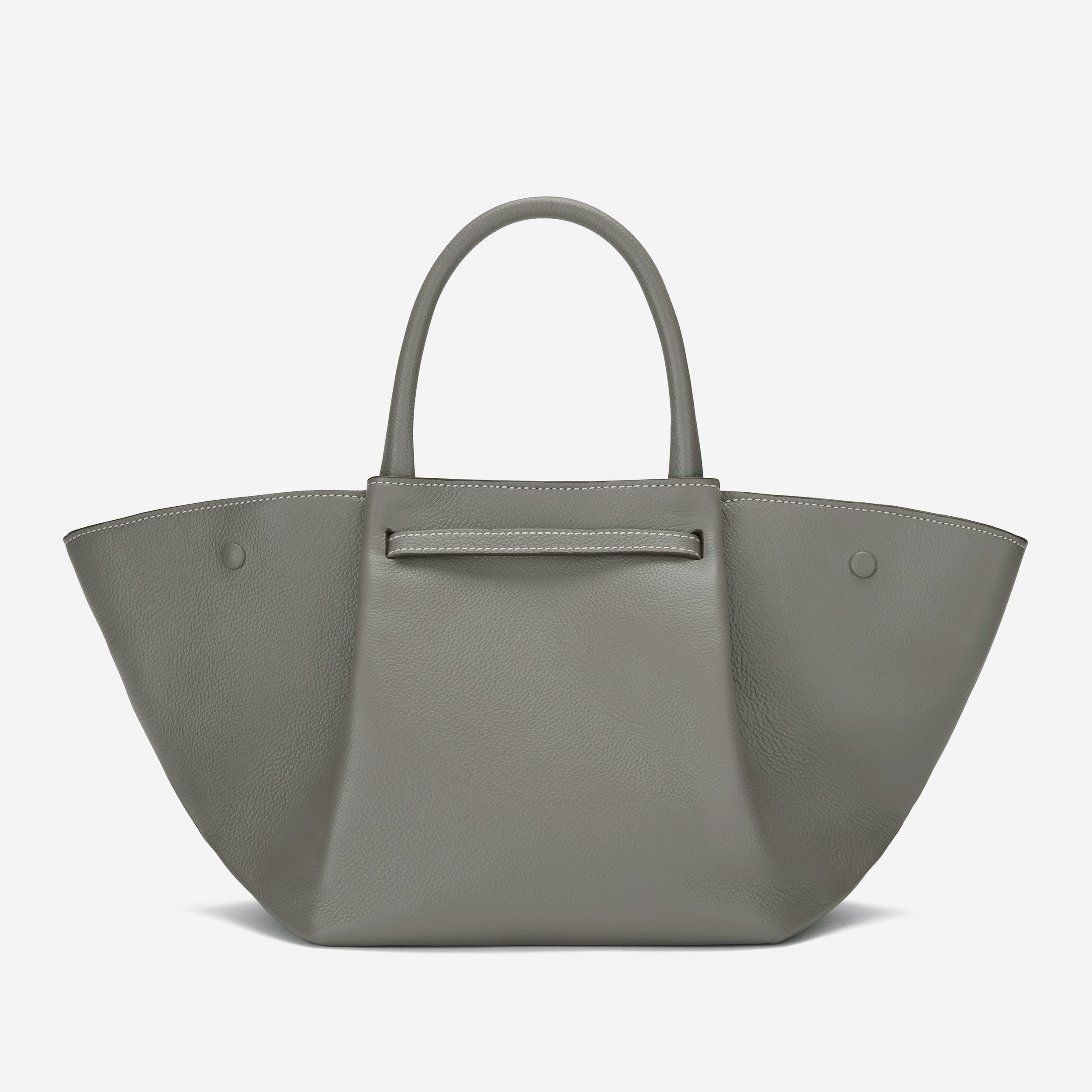The Midi New York - stone grey small grain ecru stitching
