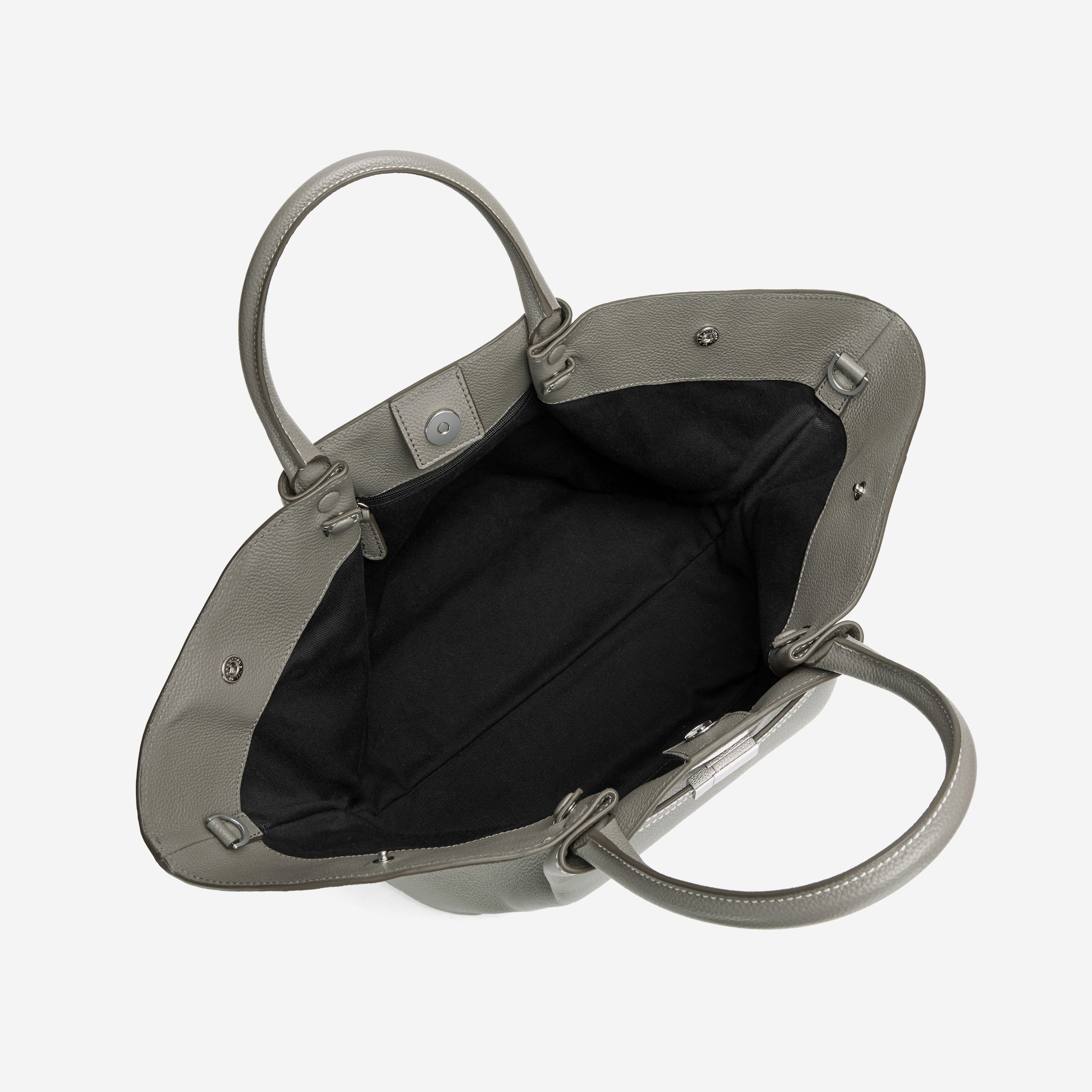 The Midi New York - stone grey small grain ecru stitching