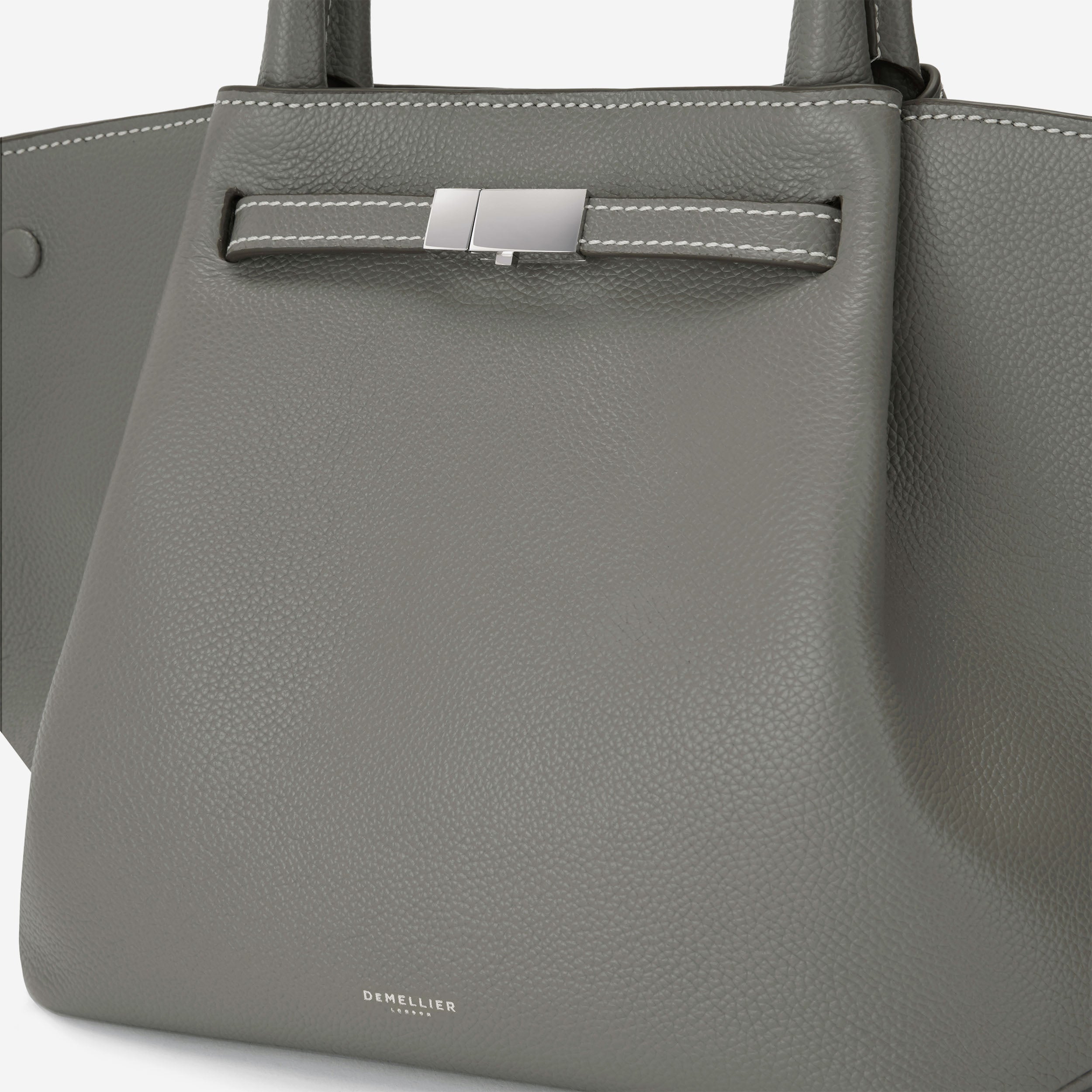 The Midi New York - stone grey small grain ecru stitching