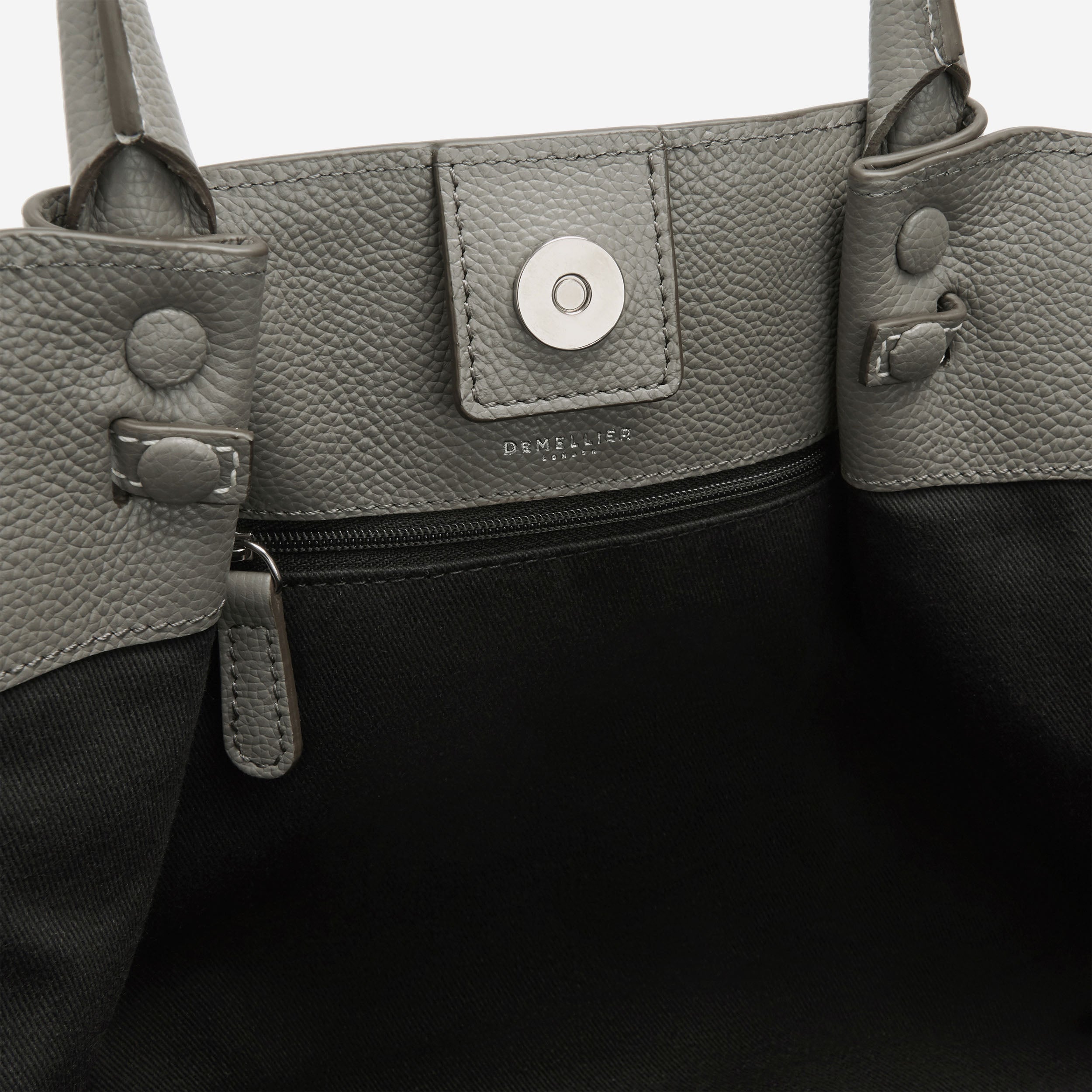 The Midi New York - stone grey small grain ecru stitching