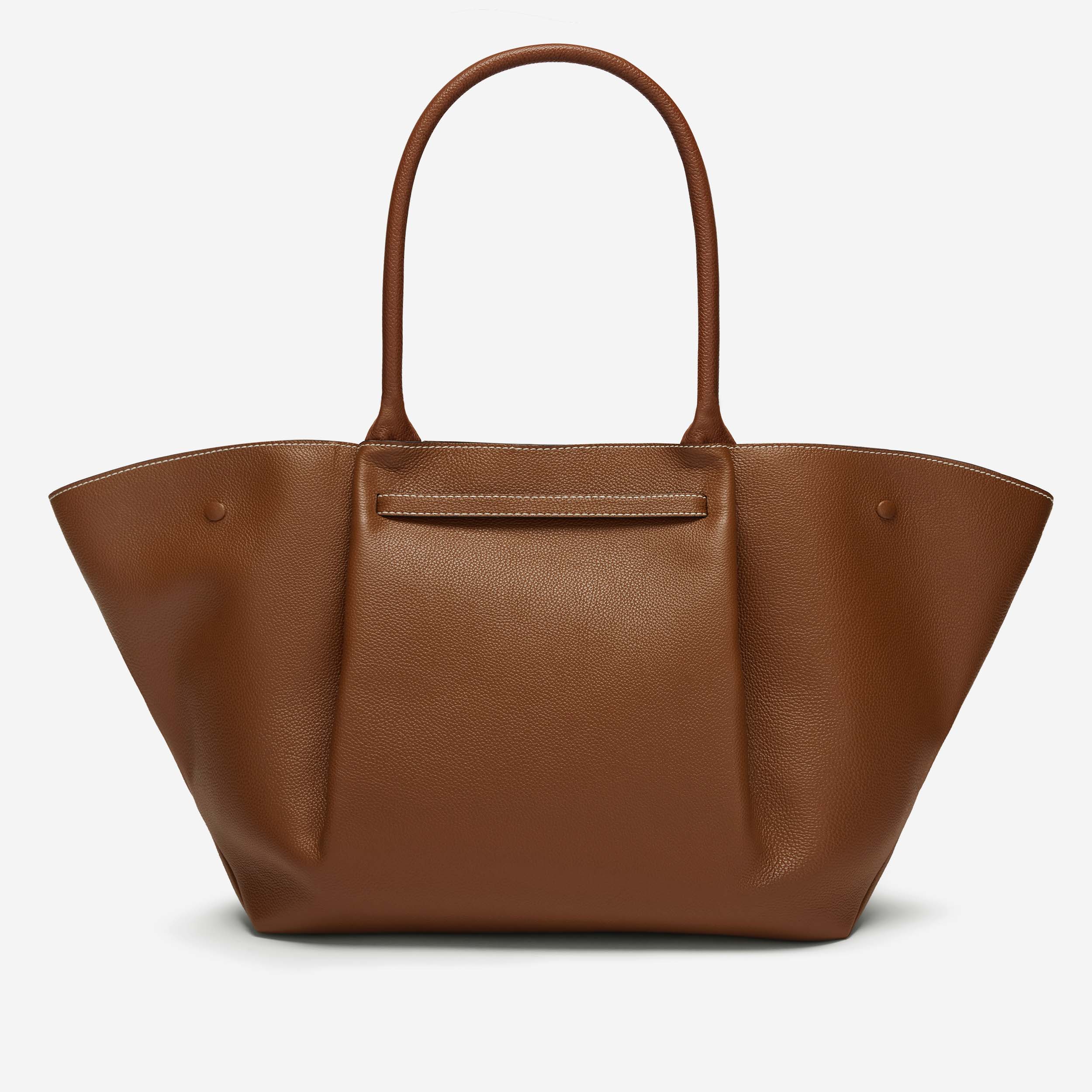 The New York - tan small grain ecru stitching