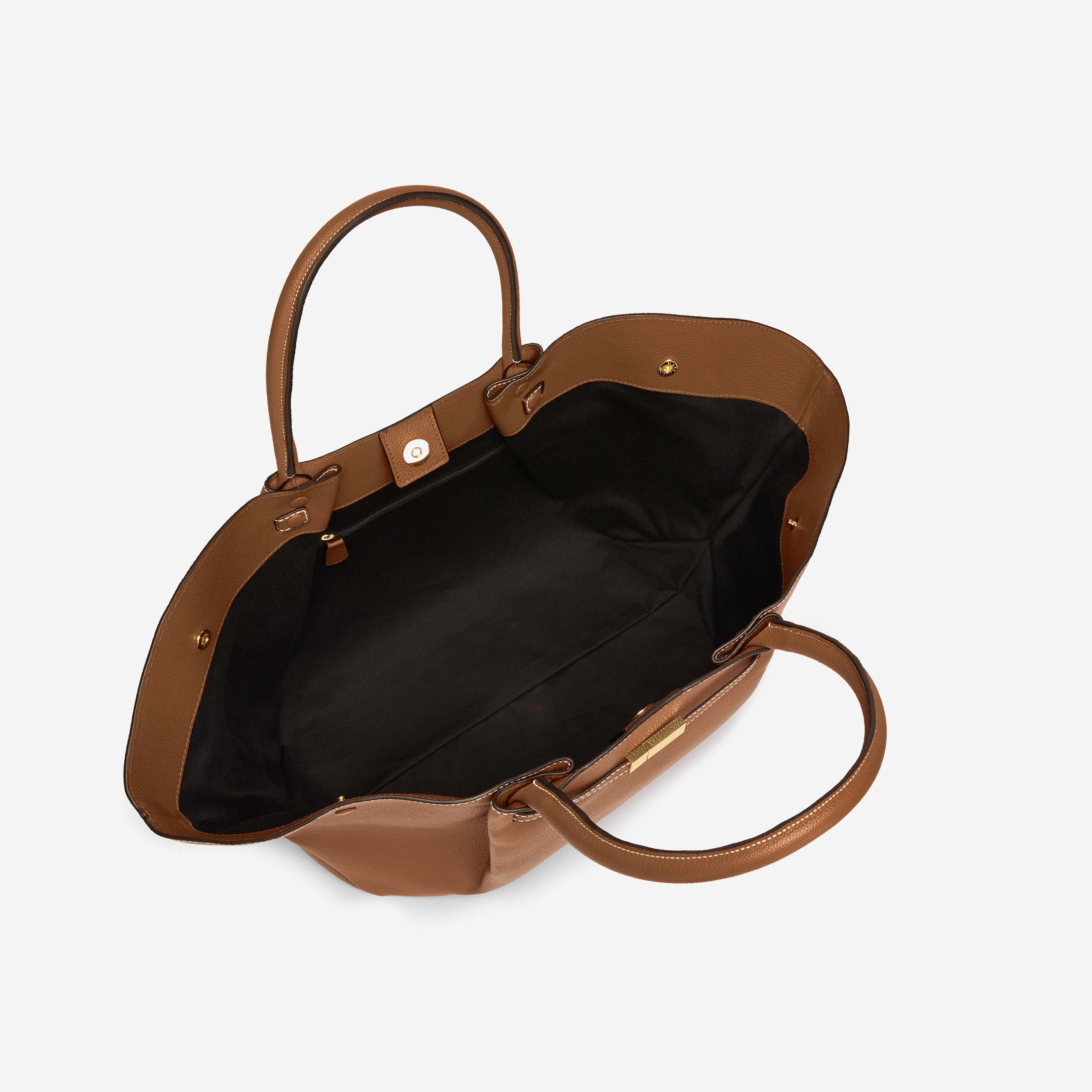 The New York - tan small grain ecru stitching