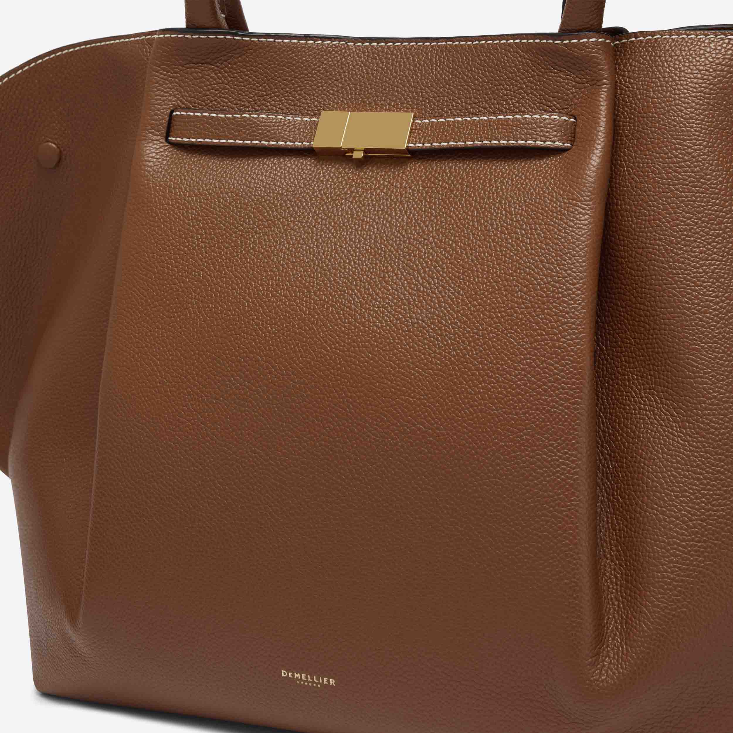 The New York - tan small grain ecru stitching