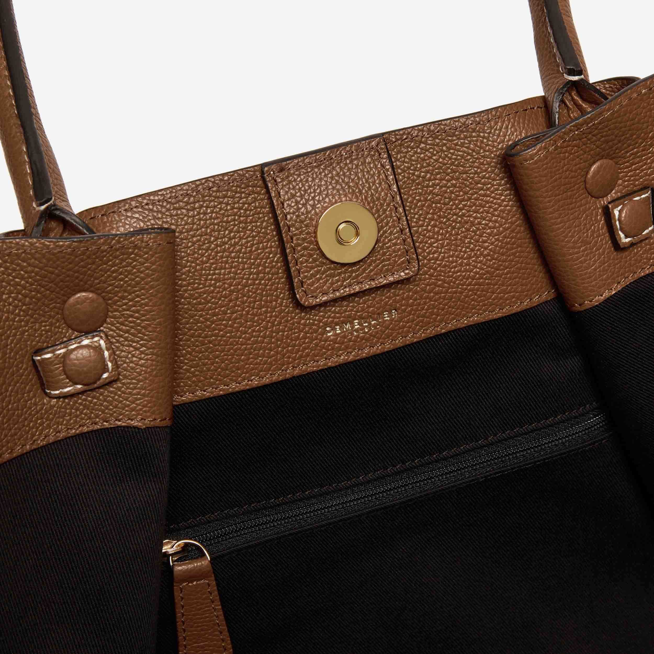 The New York - tan small grain ecru stitching