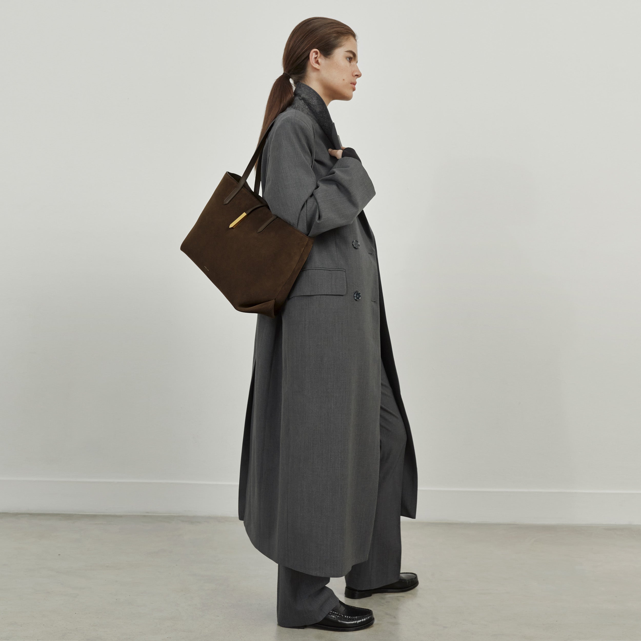 The Tokyo Tote - deep tan suede & deep tan smooth