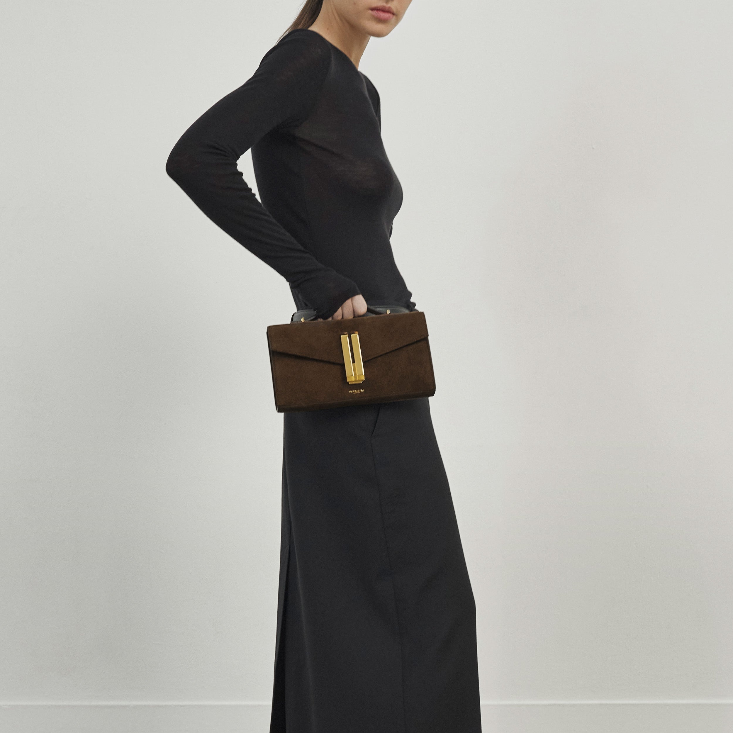 The Vancouver Clutch - mocha suede & mocha smooth