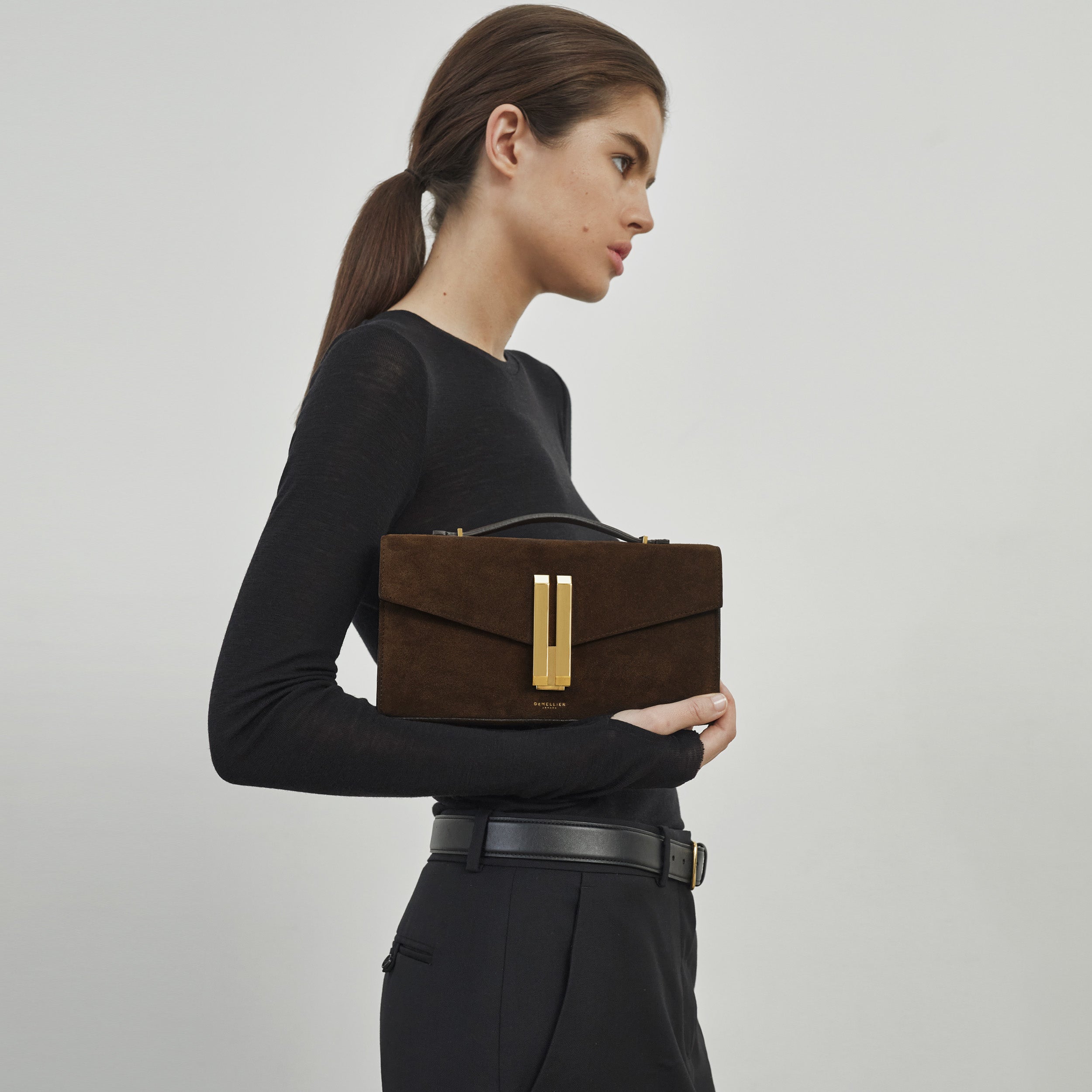 The Vancouver Clutch - mocha suede & mocha smooth