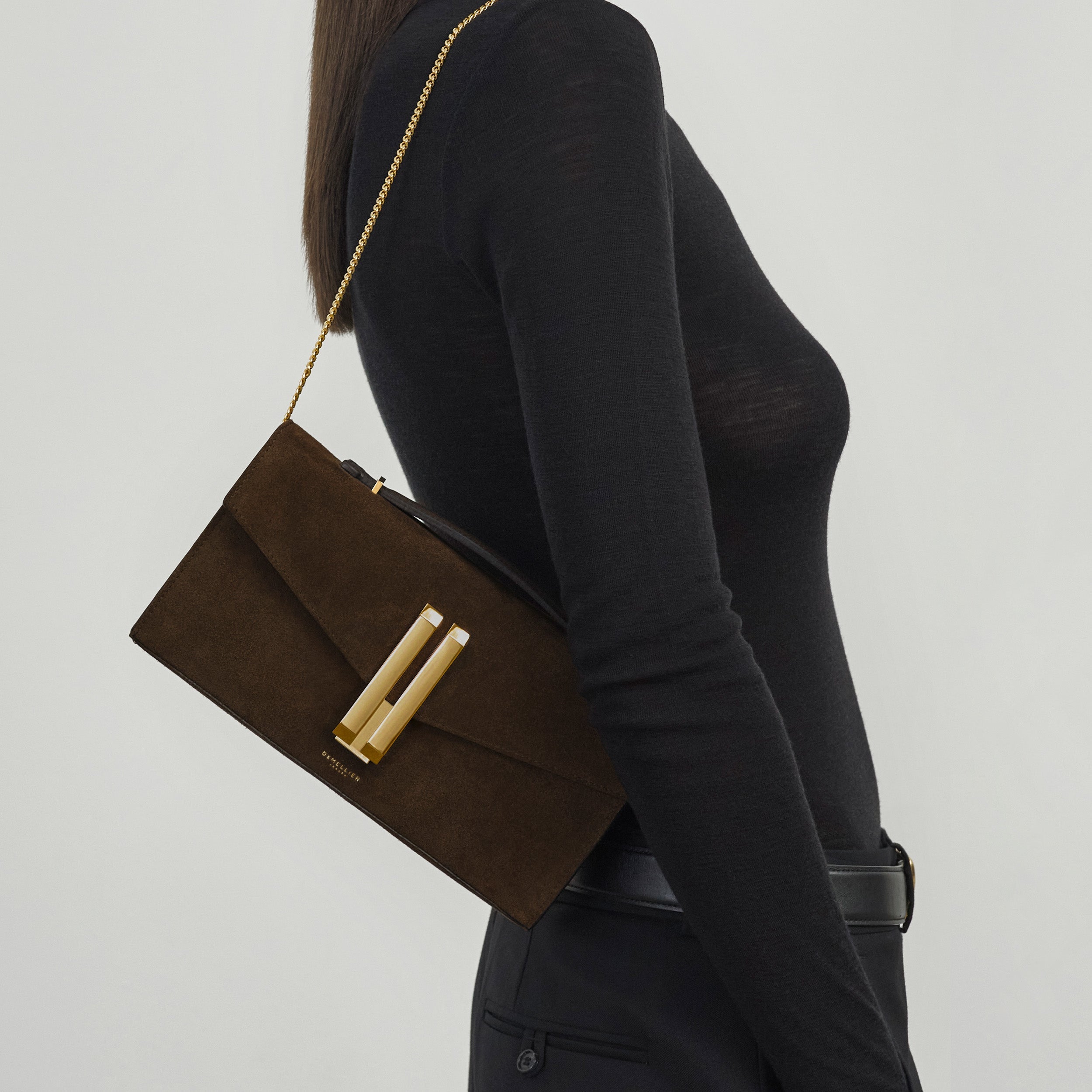 The Vancouver Clutch - mocha suede & mocha smooth