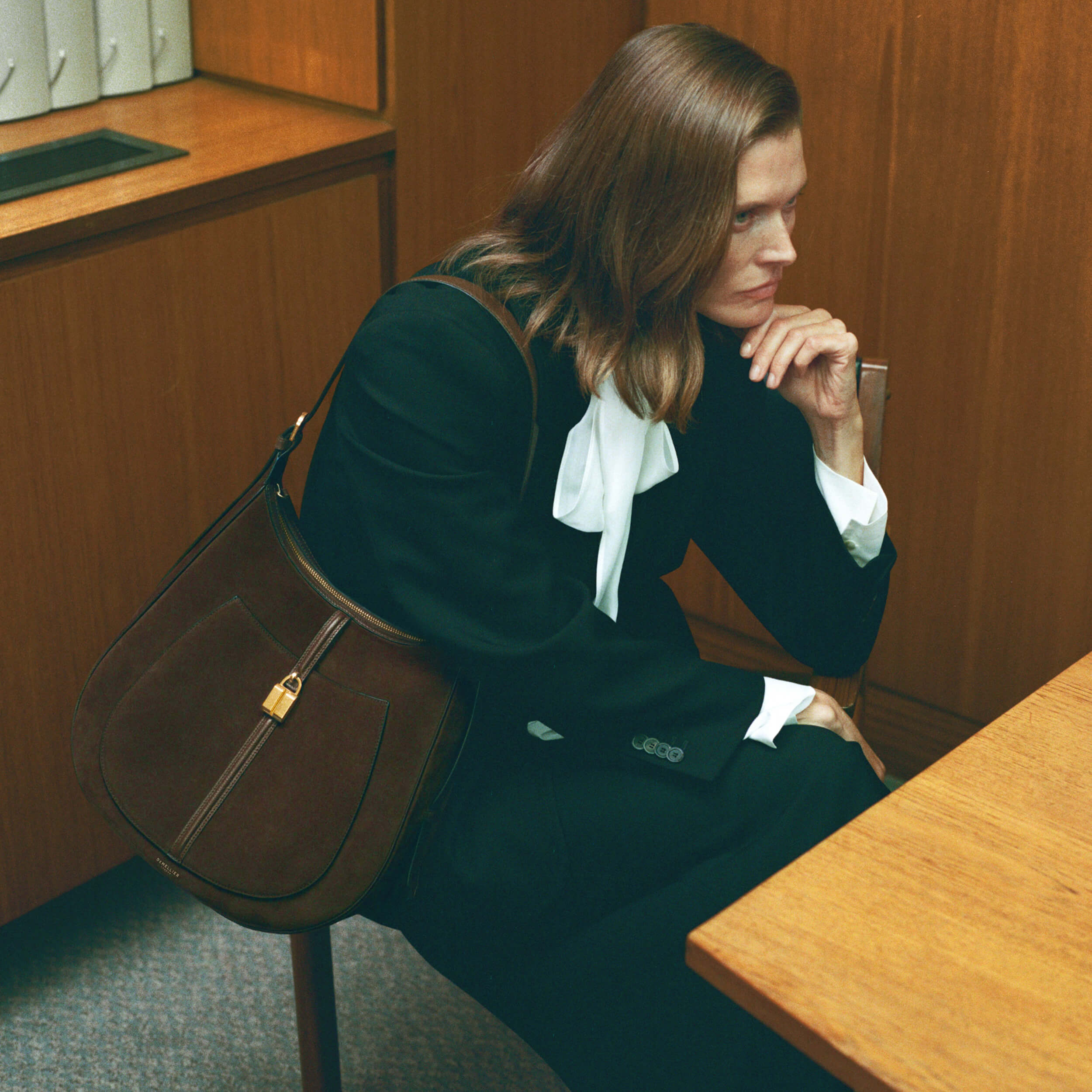 The Siena Hobo - mocha suede & mocha small grain