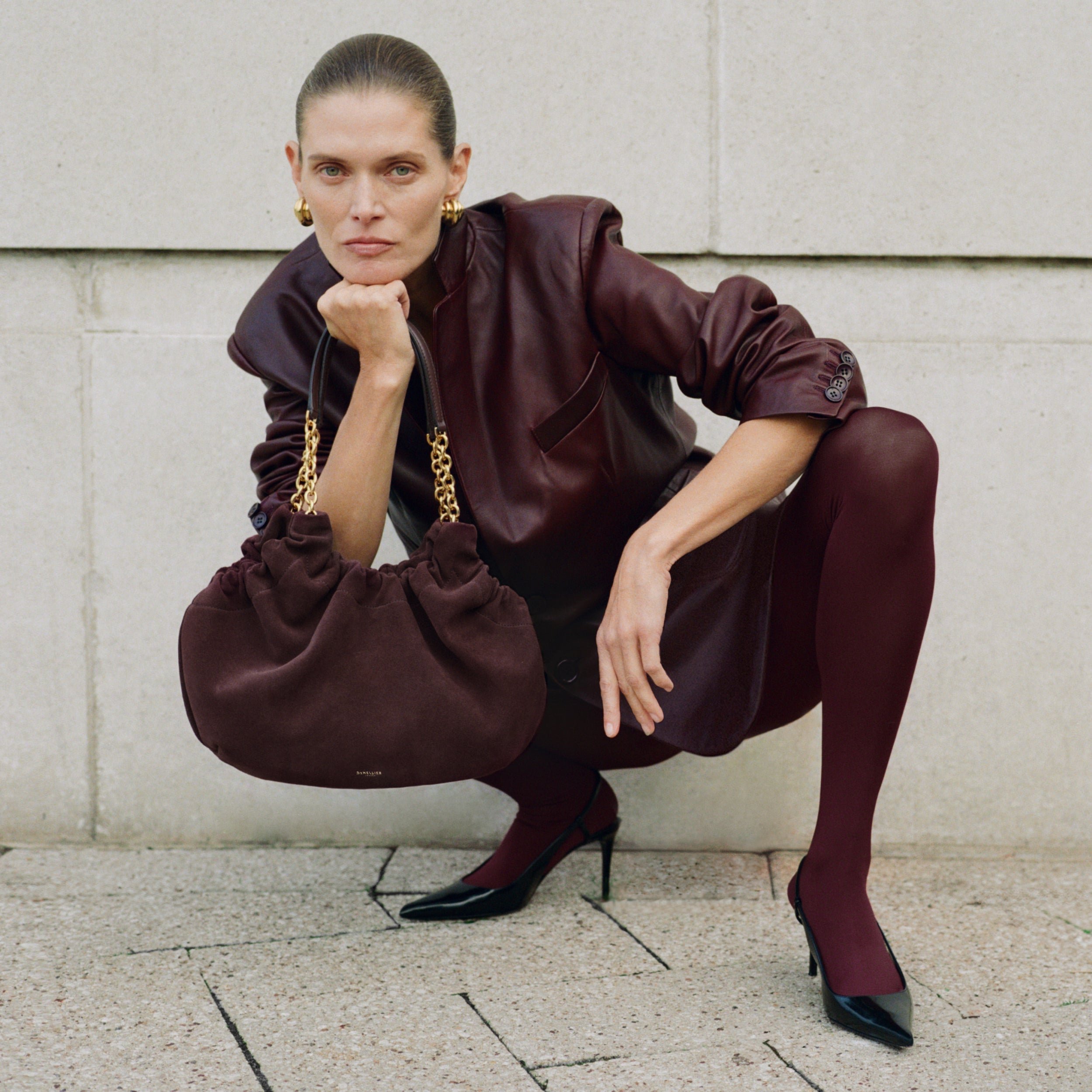 The Midi Miami - burgundy suede & burgundy smooth