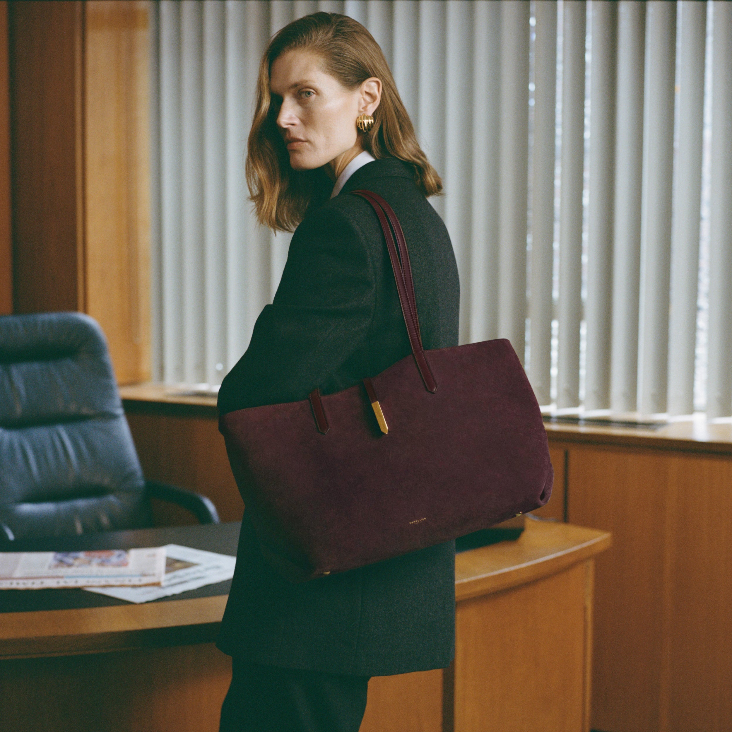 The Tokyo Tote - burgundy suede & burgundy smooth