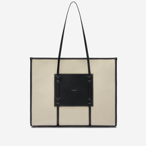 The Large Capri - salt & pepper canvas black smooth