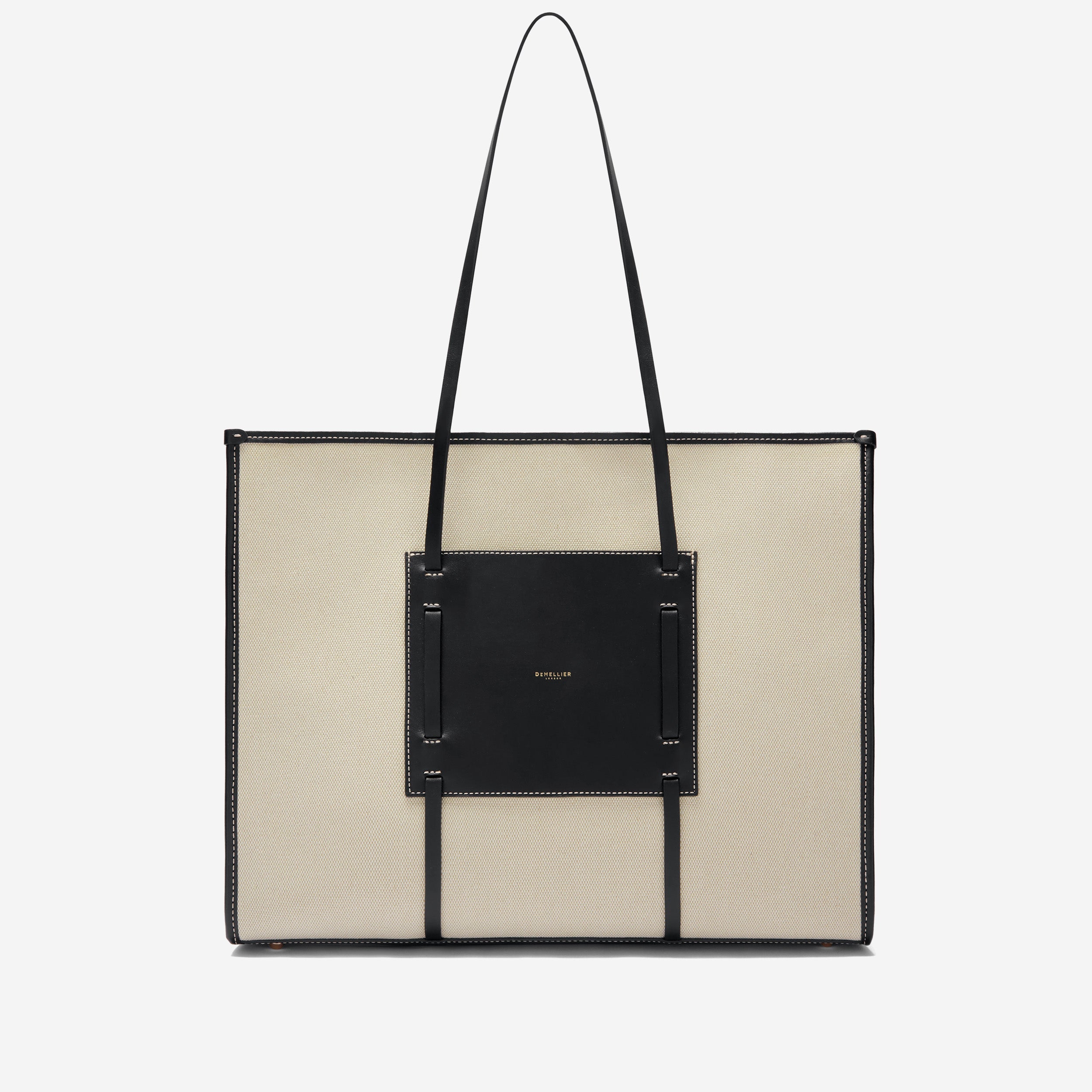 The Large Capri - salt & pepper canvas black smooth