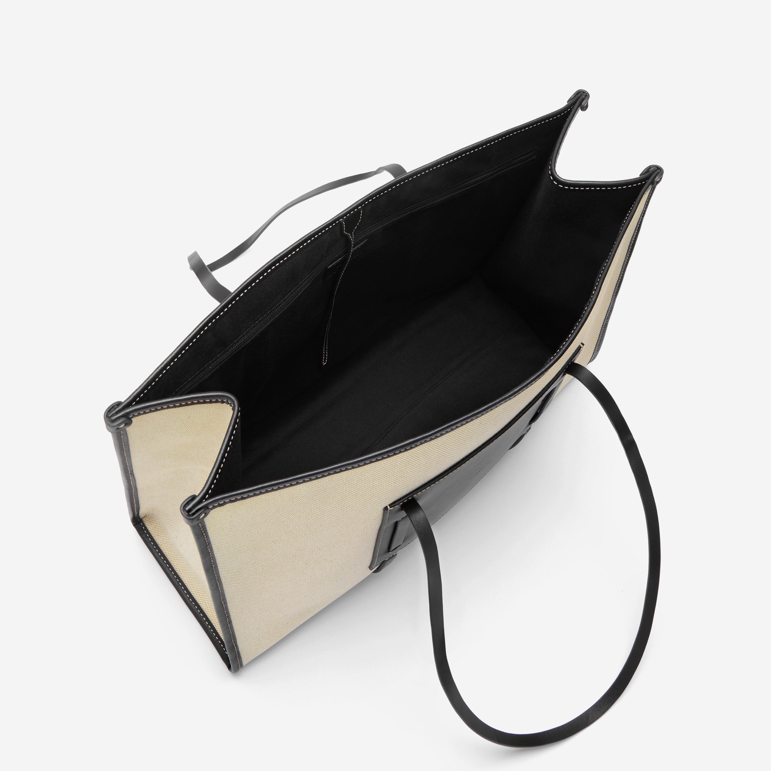 The Large Capri - salt & pepper canvas black smooth