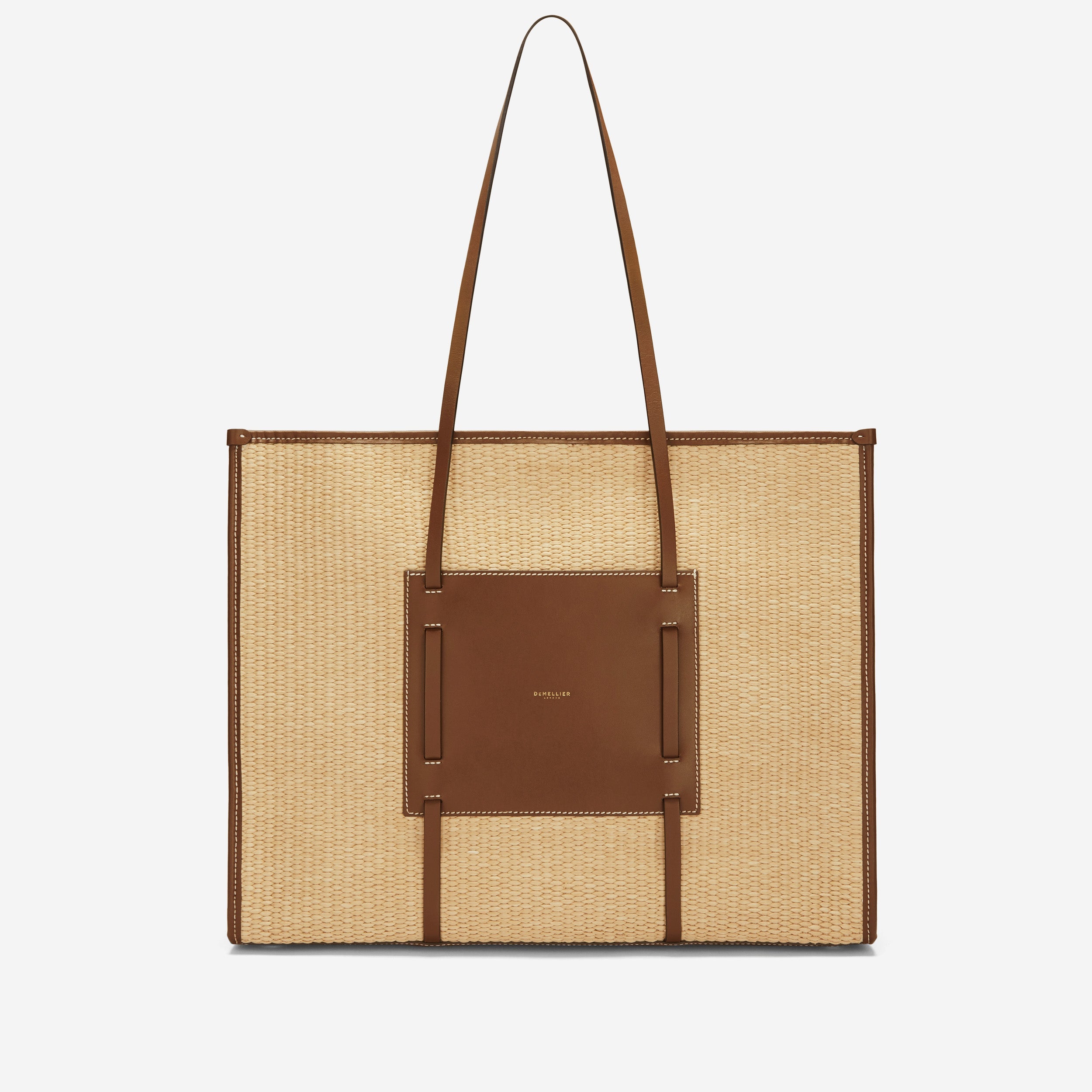The Large Capri - warm raffia tan smooth ecru stitching