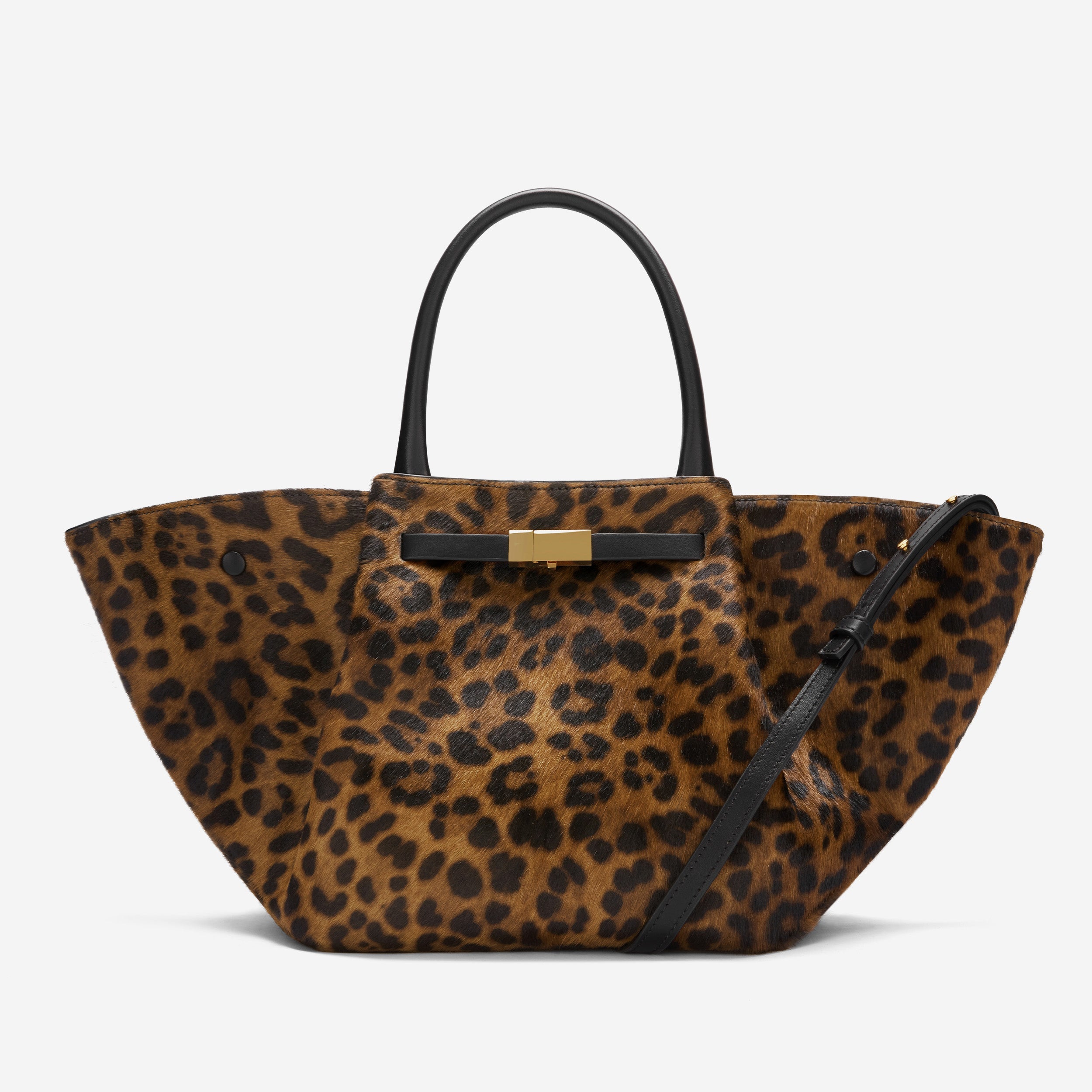 The Midi New York - leopard-effect calf hair & black smooth