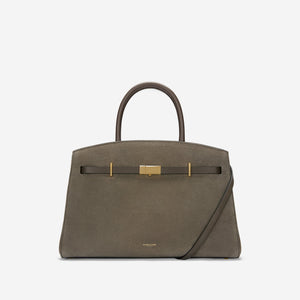 The Midi Hudson - deep olive suede & deep olive smooth