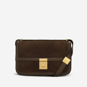 The Paris Crossbody - mocha suede & mocha smooth