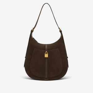 The Siena Hobo - mocha suede & mocha small grain