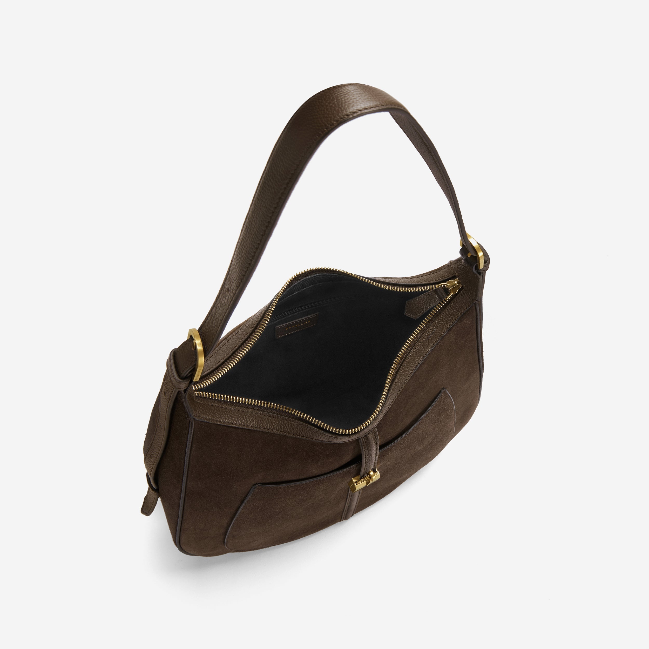 The Siena Hobo - mocha suede & mocha small grain