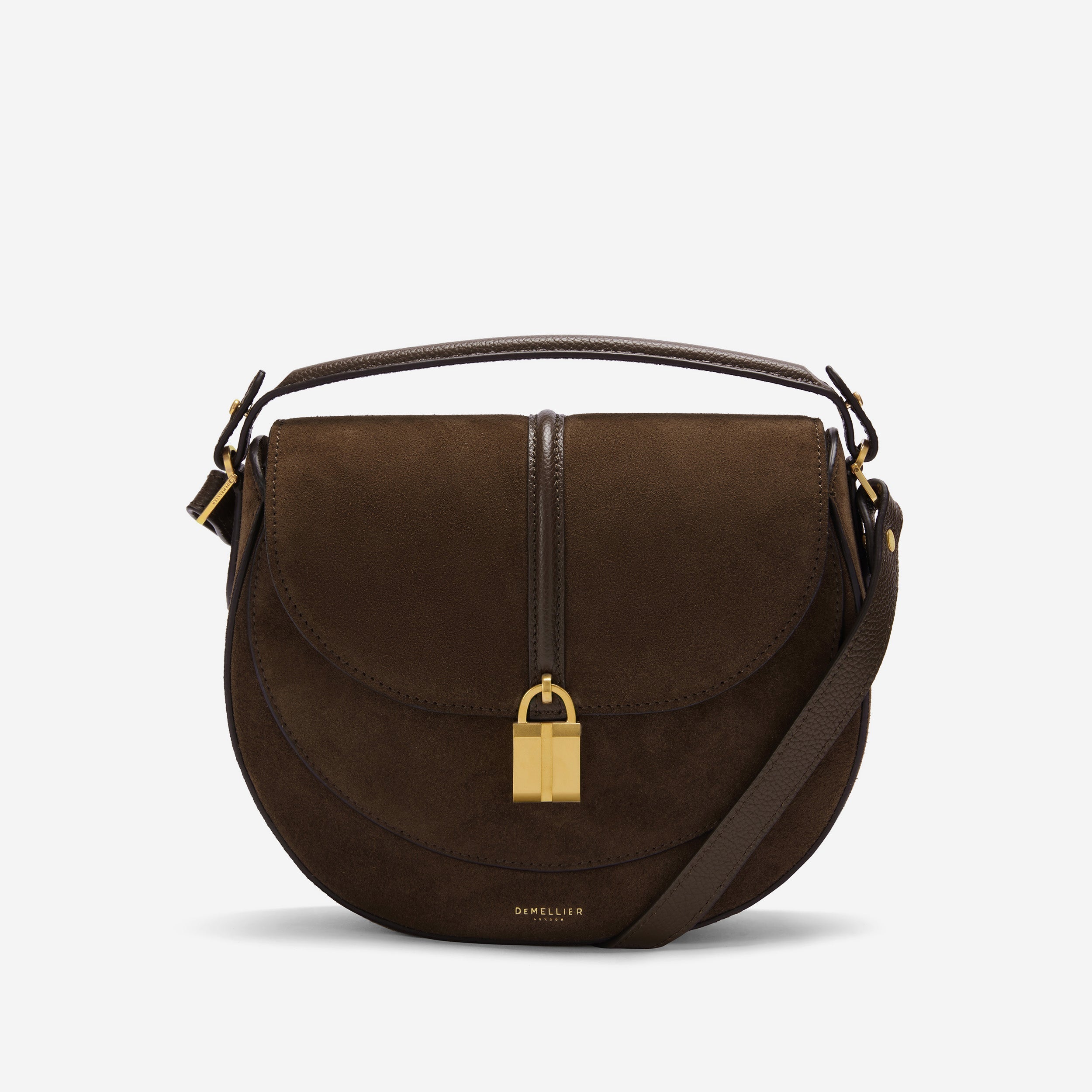 The Siena Saddle - mocha suede & mocha small grain